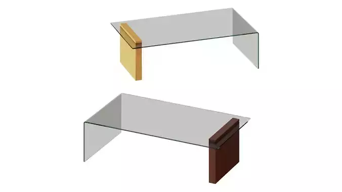 Modern Glass Waterfall Coffee Table with Wood Leg  Clear Home