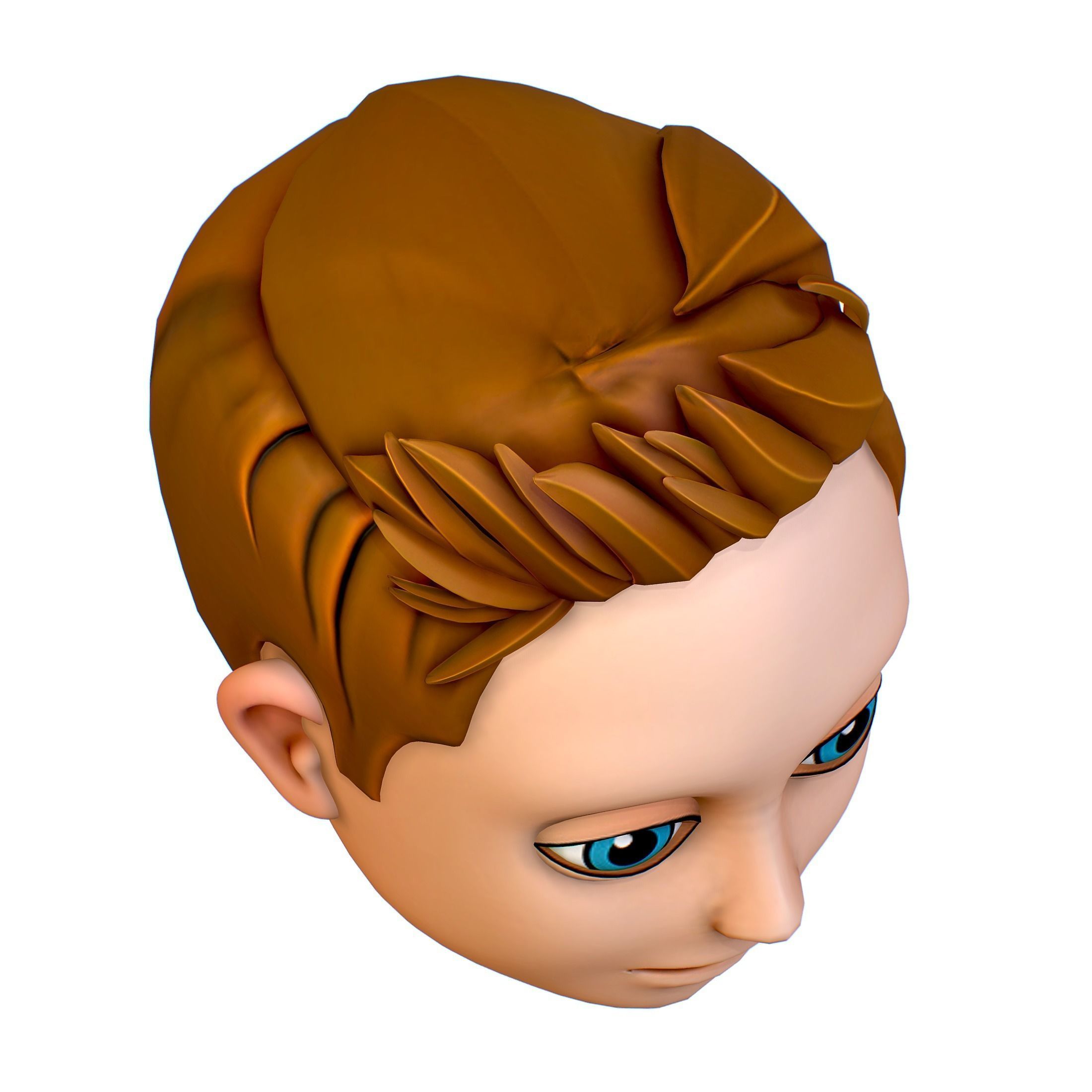Short Hairstyle Cartoon Young Man Boy Head Icon 3D model 3D model_14