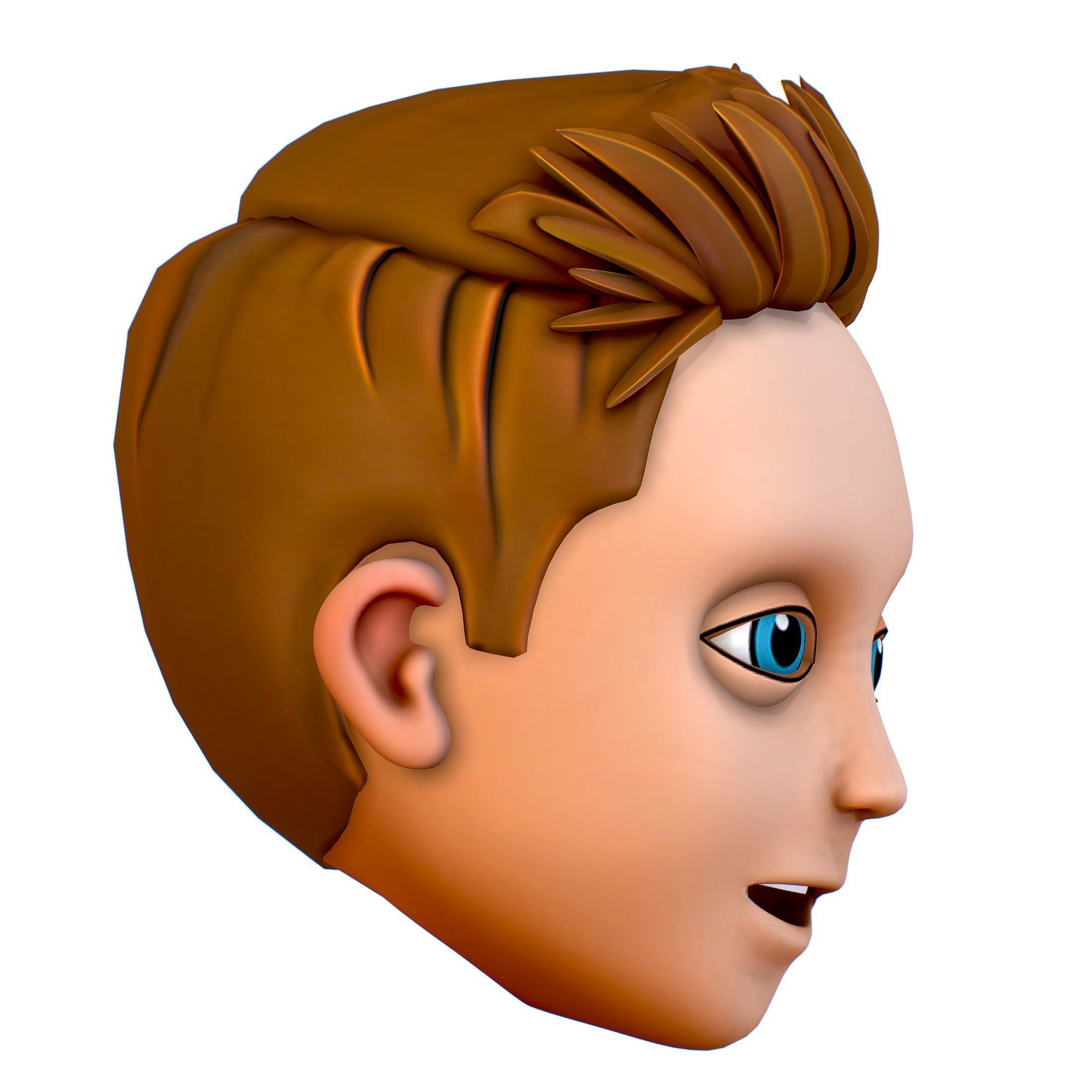 Short Hairstyle Cartoon Young Man Boy Head Icon 3D model 3D model_11