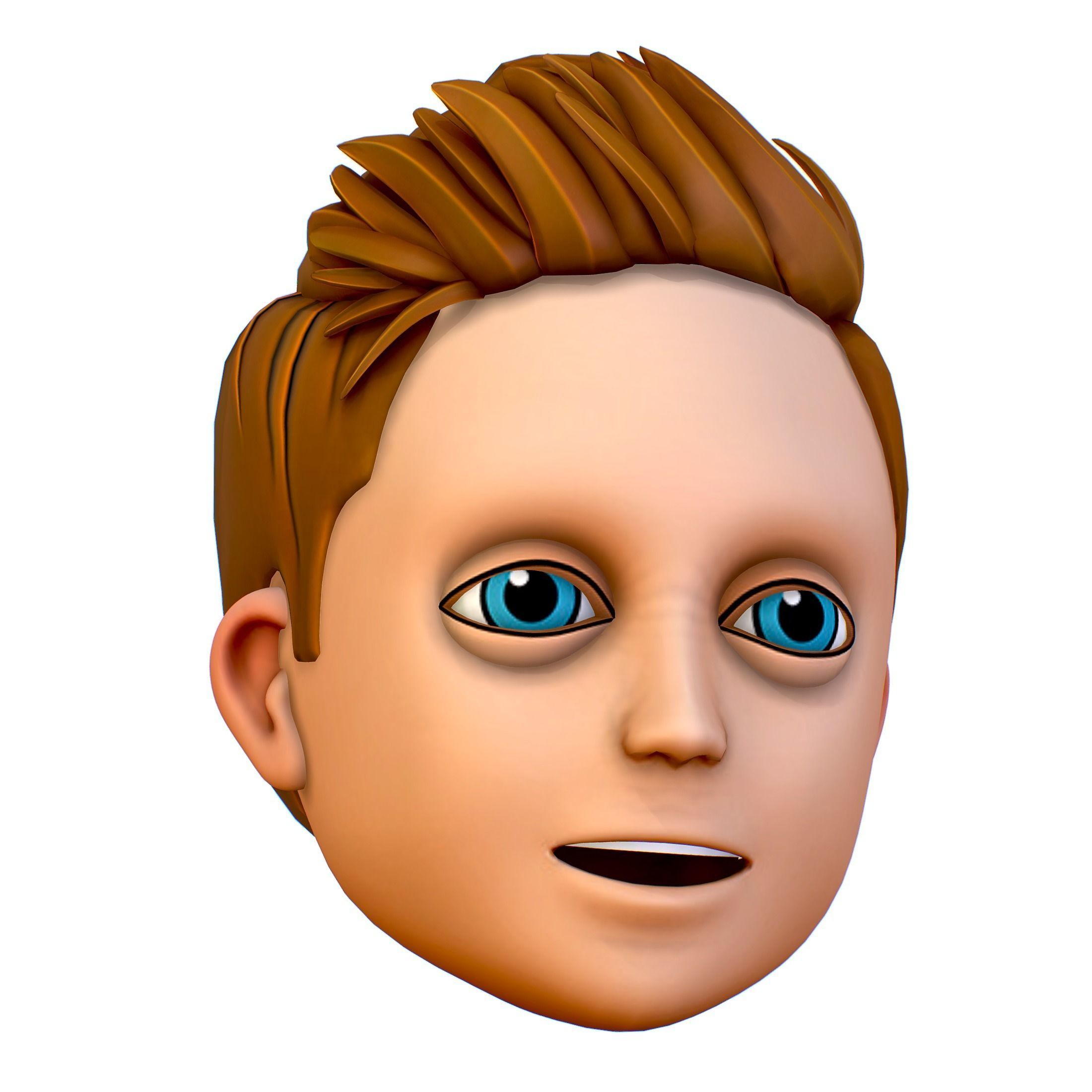 Short Hairstyle Cartoon Young Man Boy Head Icon 3D model 3D model_13