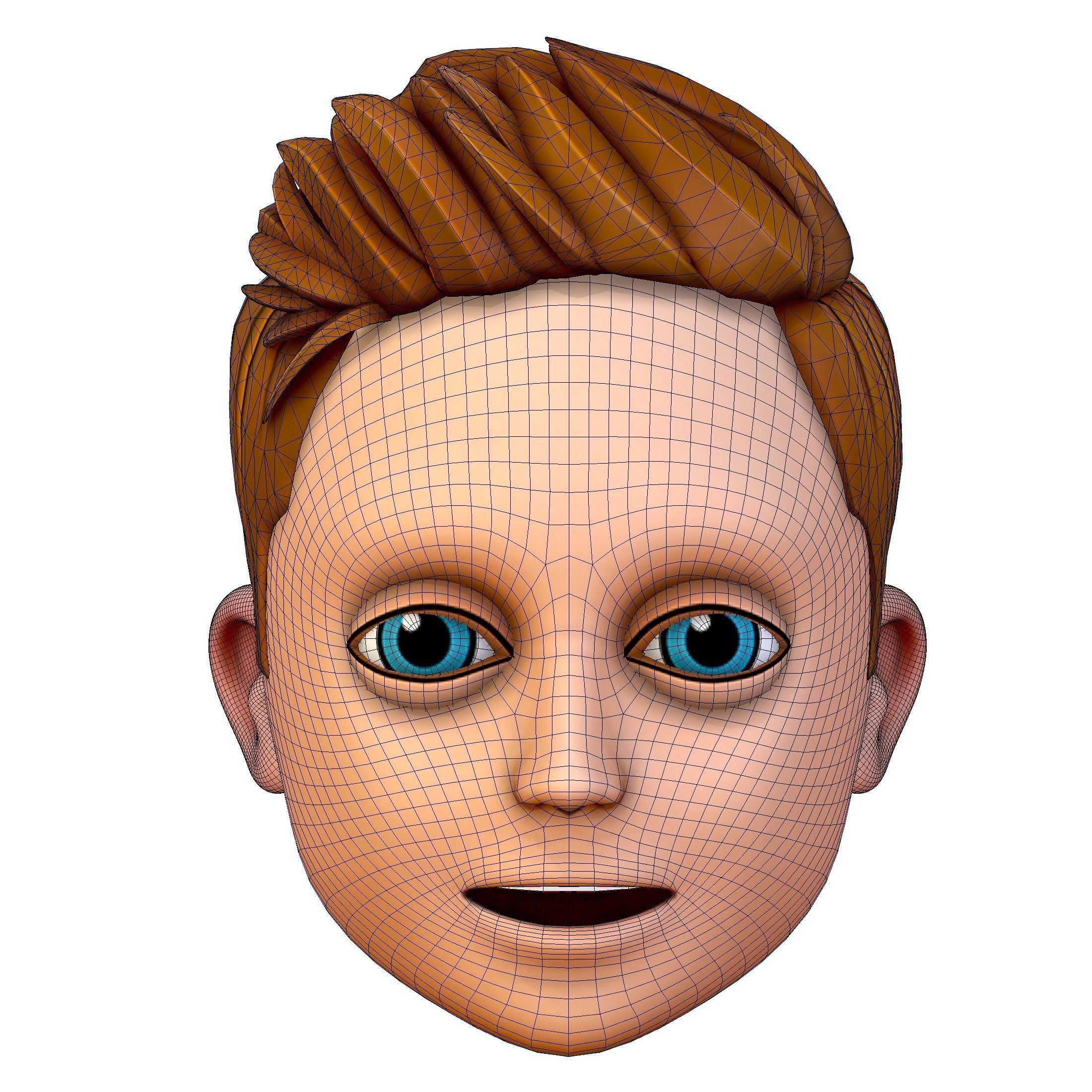 Short Hairstyle Cartoon Young Man Boy Head Icon 3D model 3D model_17