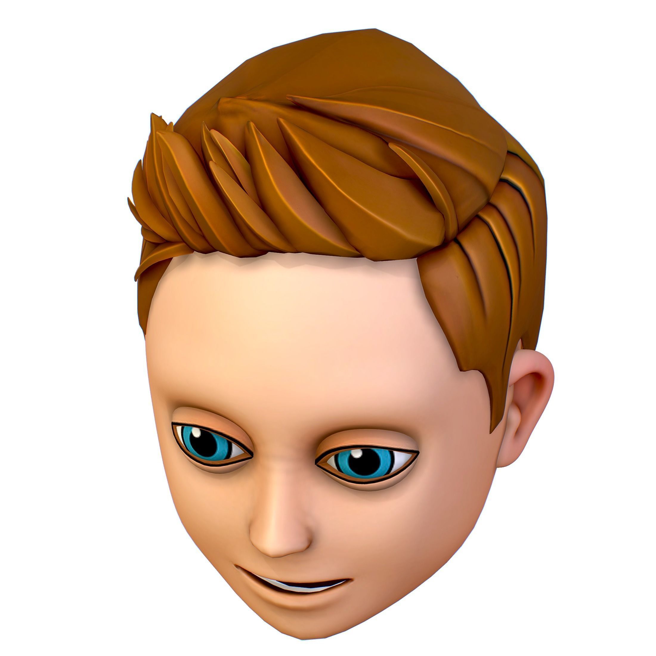 Short Hairstyle Cartoon Young Man Boy Head Icon 3D model 3D model_8