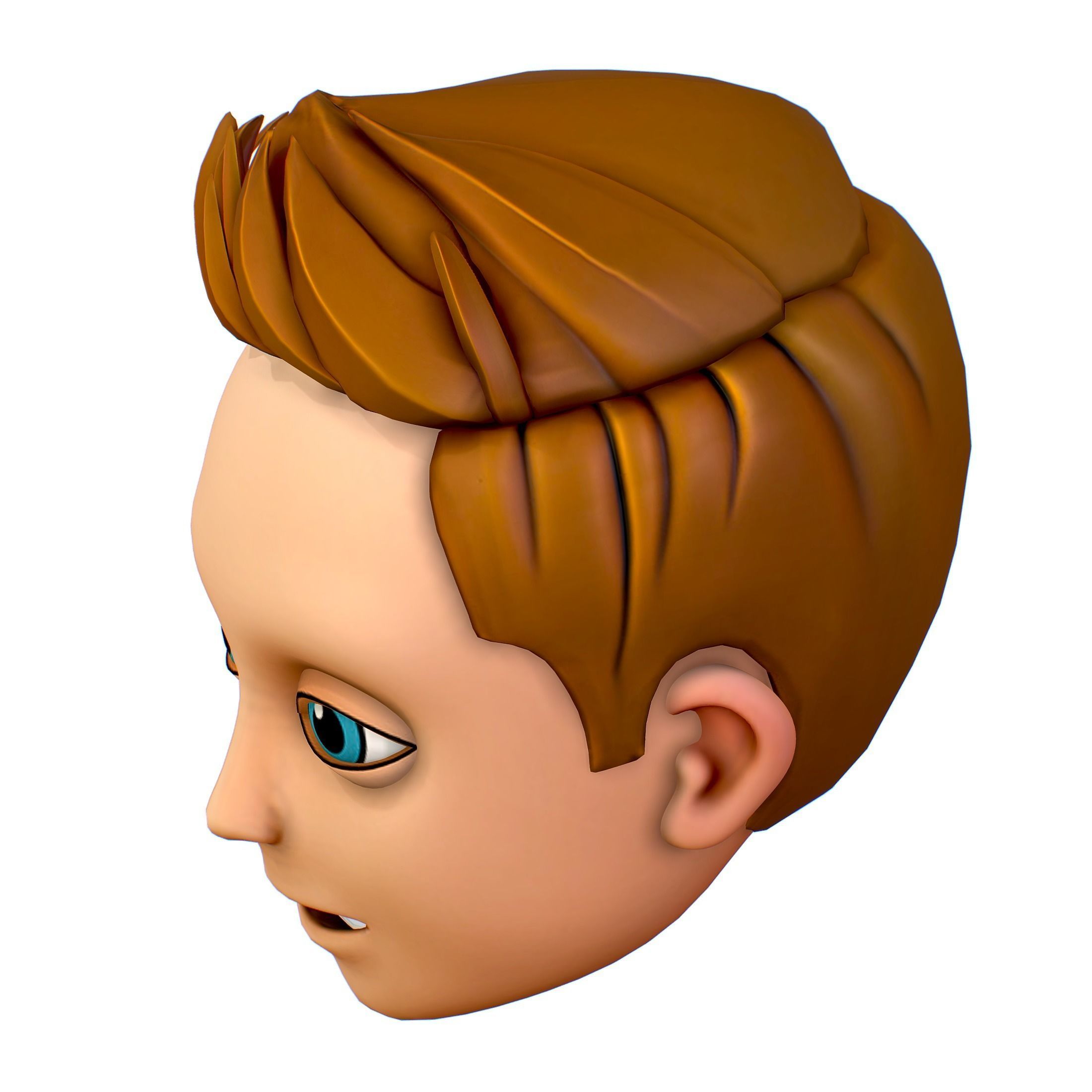 Short Hairstyle Cartoon Young Man Boy Head Icon 3D model 3D model_3
