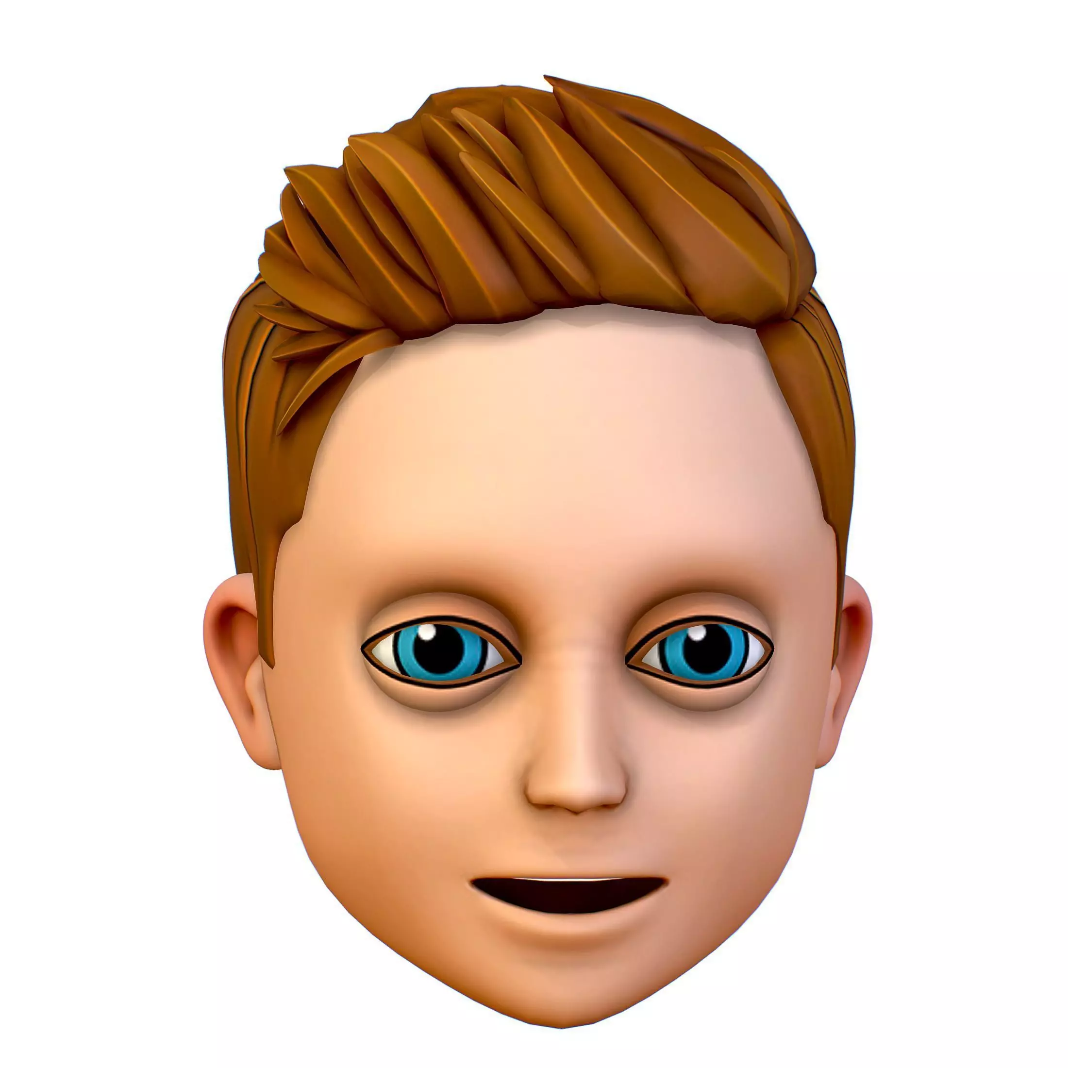 Short Hairstyle Cartoon Young Man Boy Head Icon 3D model 3D model_0