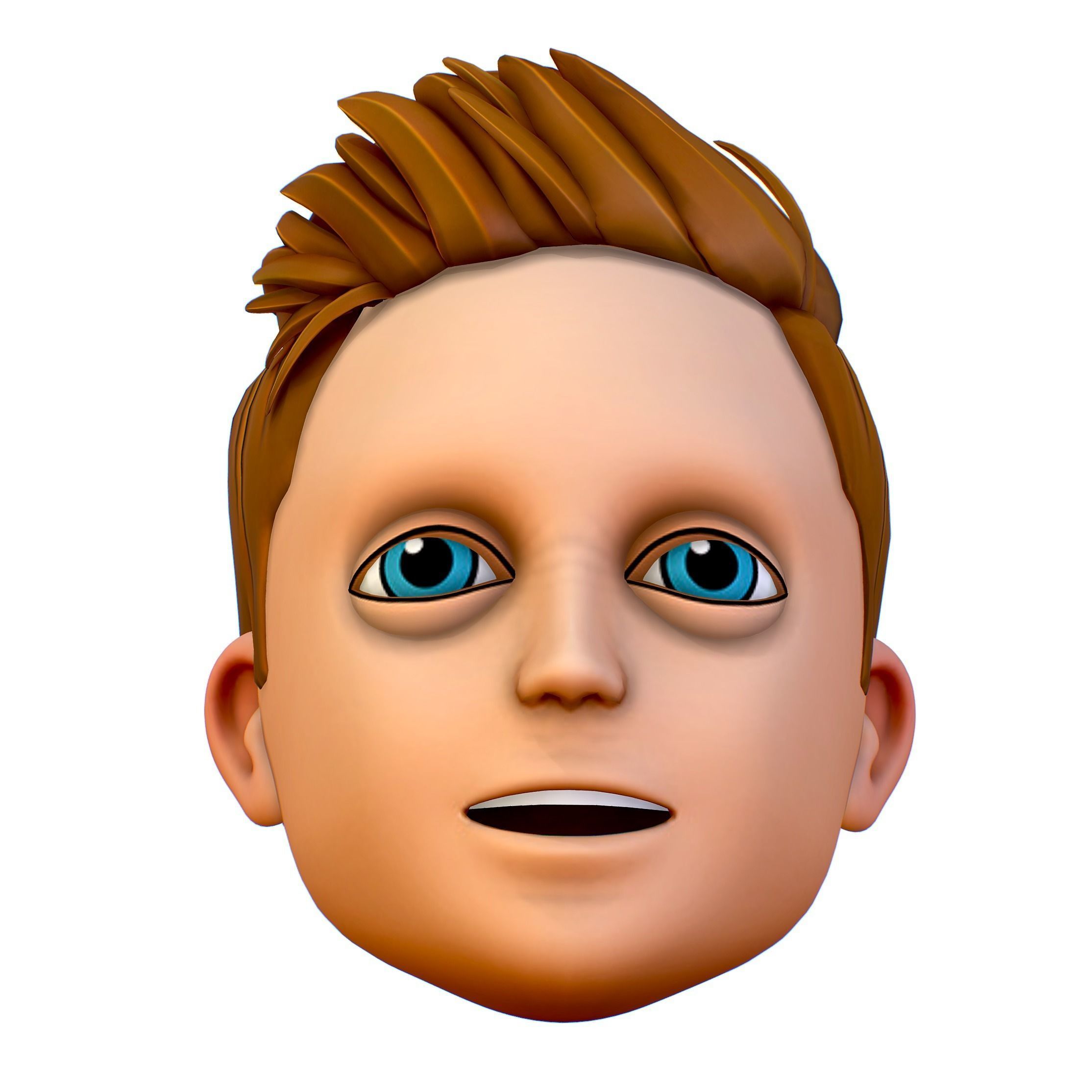 Short Hairstyle Cartoon Young Man Boy Head Icon 3D model 3D model_15