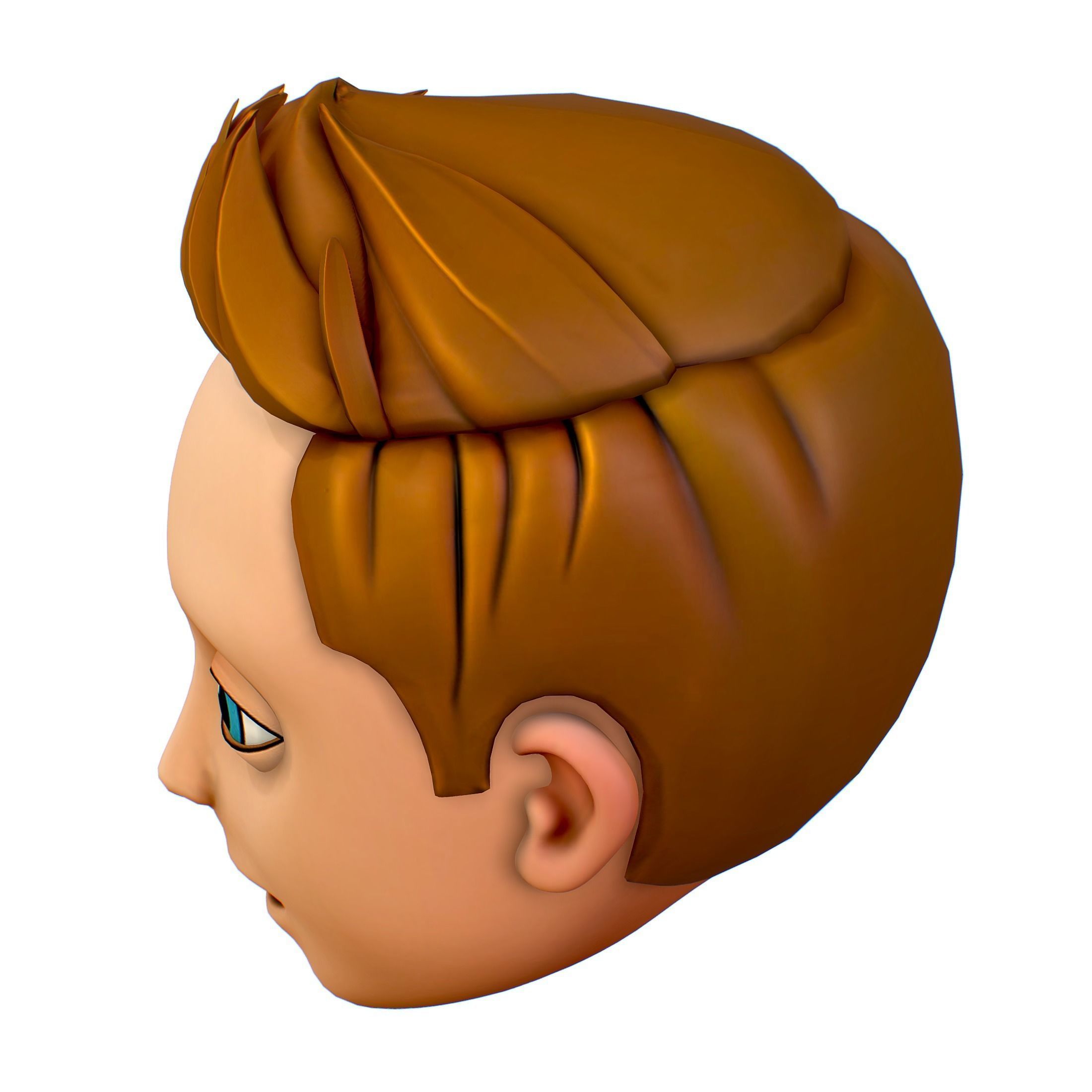Short Hairstyle Cartoon Young Man Boy Head Icon 3D model 3D model_4