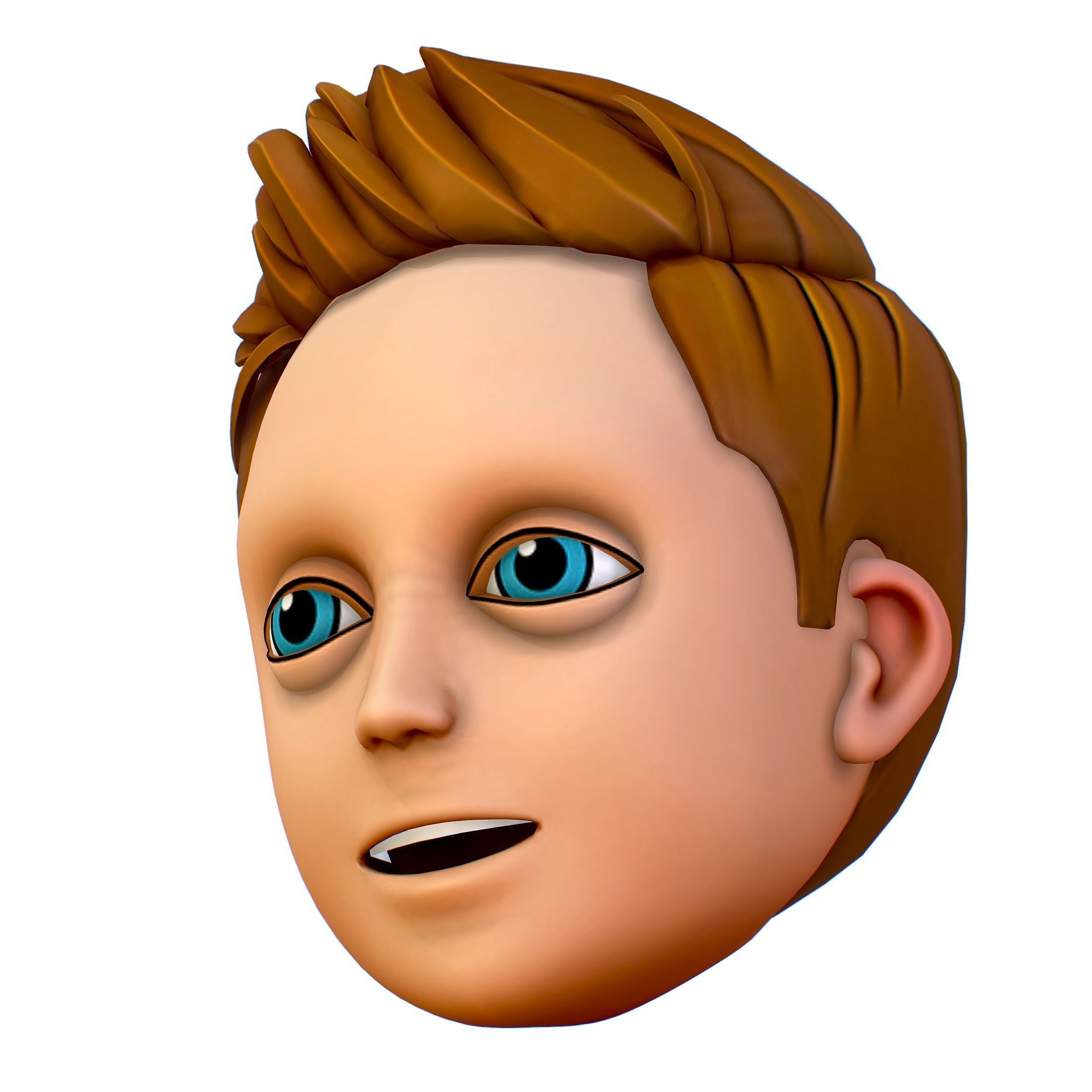 Short Hairstyle Cartoon Young Man Boy Head Icon 3D model 3D model_16