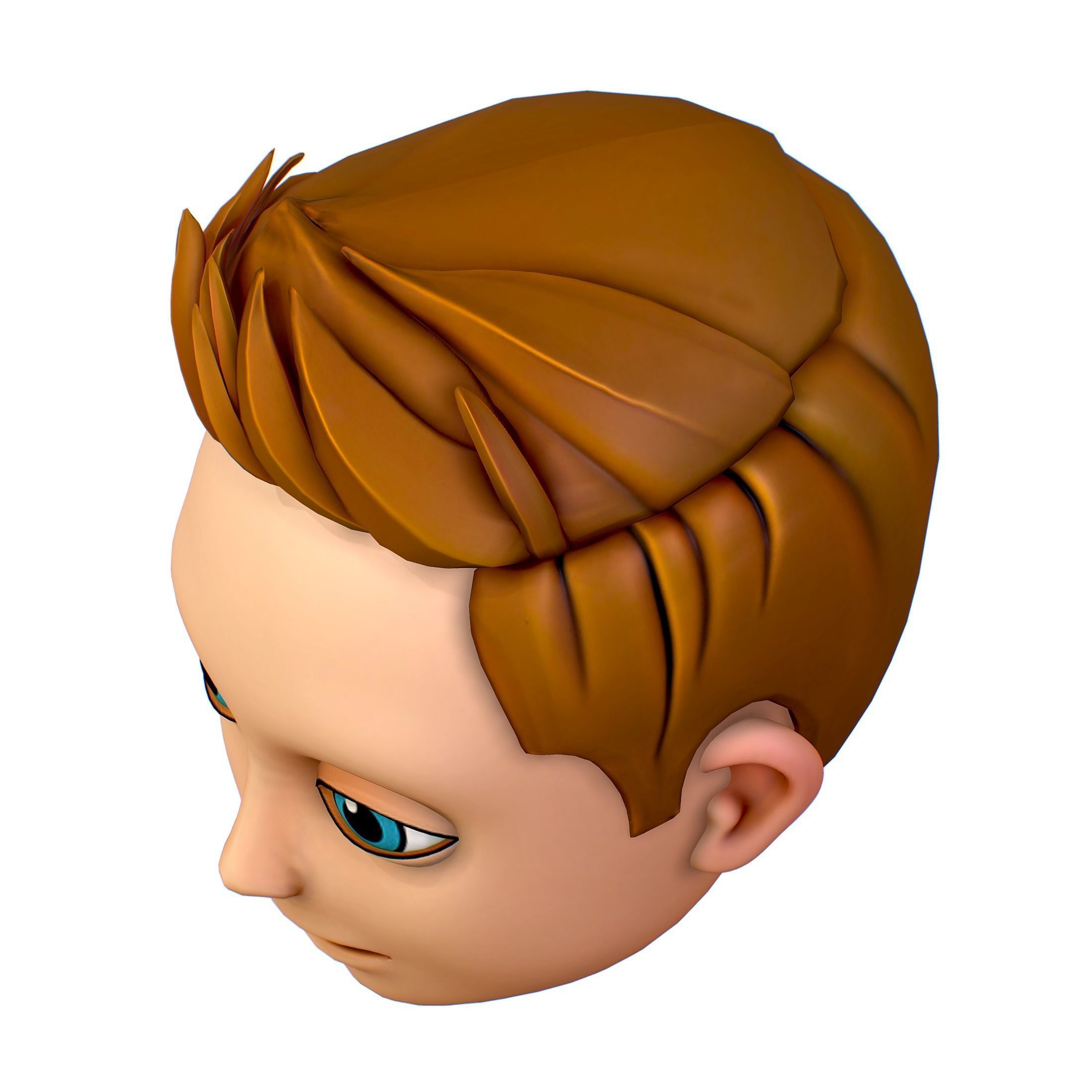 Short Hairstyle Cartoon Young Man Boy Head Icon 3D model 3D model_5