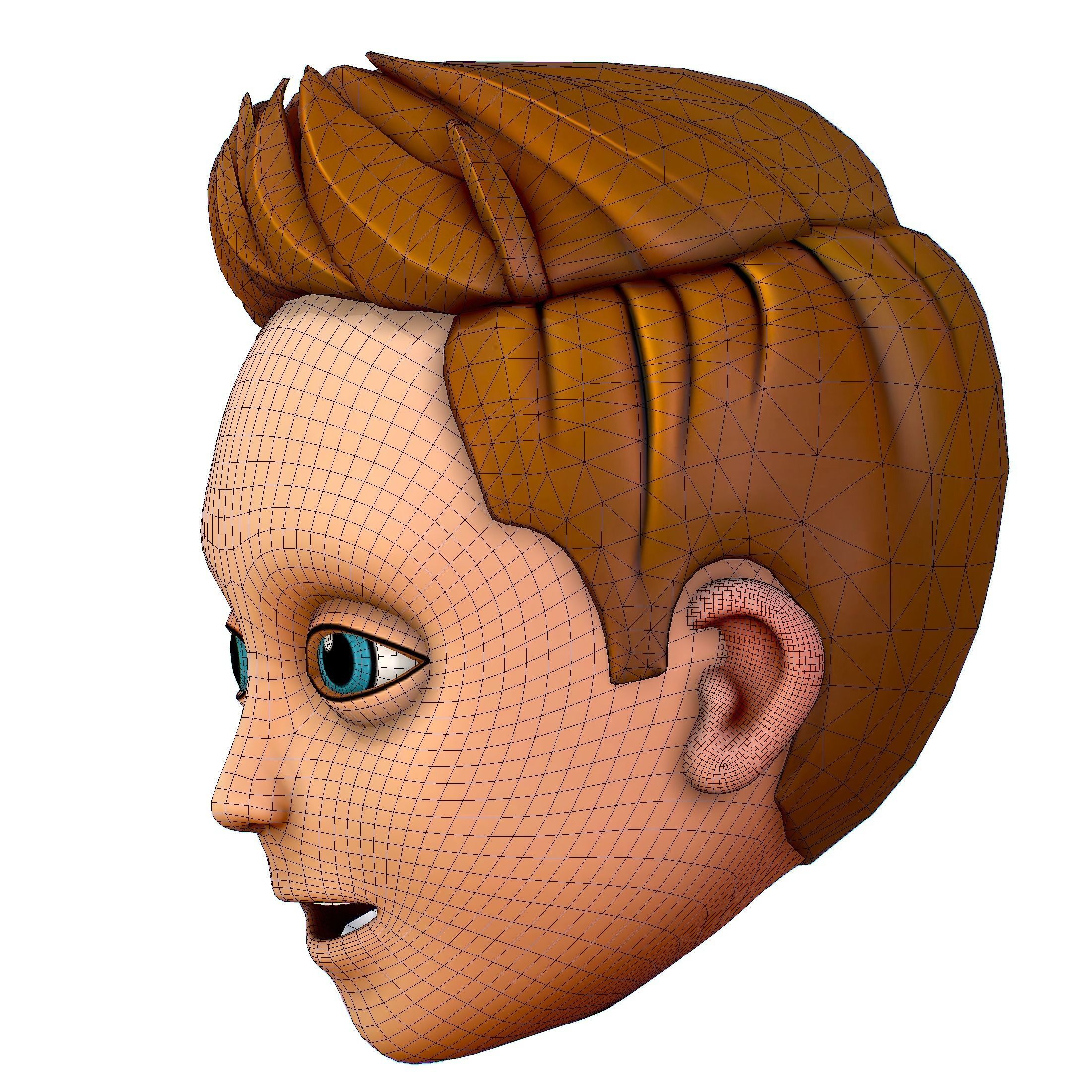 Short Hairstyle Cartoon Young Man Boy Head Icon 3D model 3D model_18