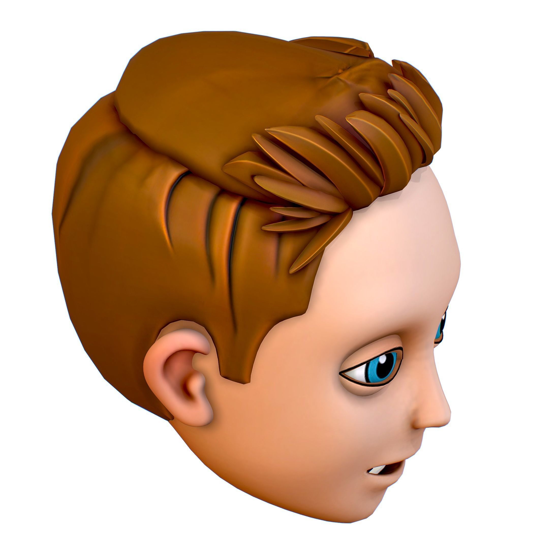 Short Hairstyle Cartoon Young Man Boy Head Icon 3D model 3D model_10
