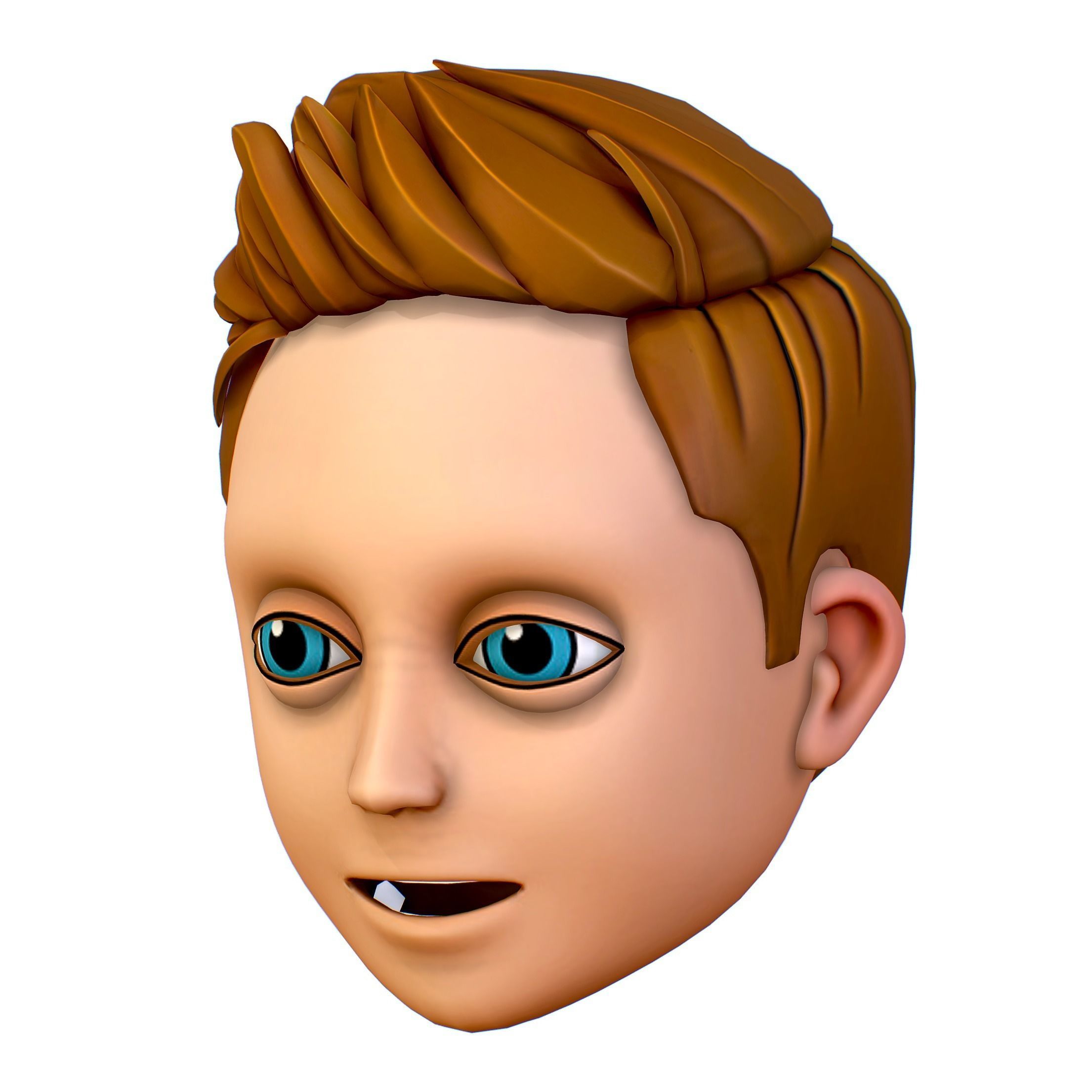 Short Hairstyle Cartoon Young Man Boy Head Icon 3D model 3D model_1