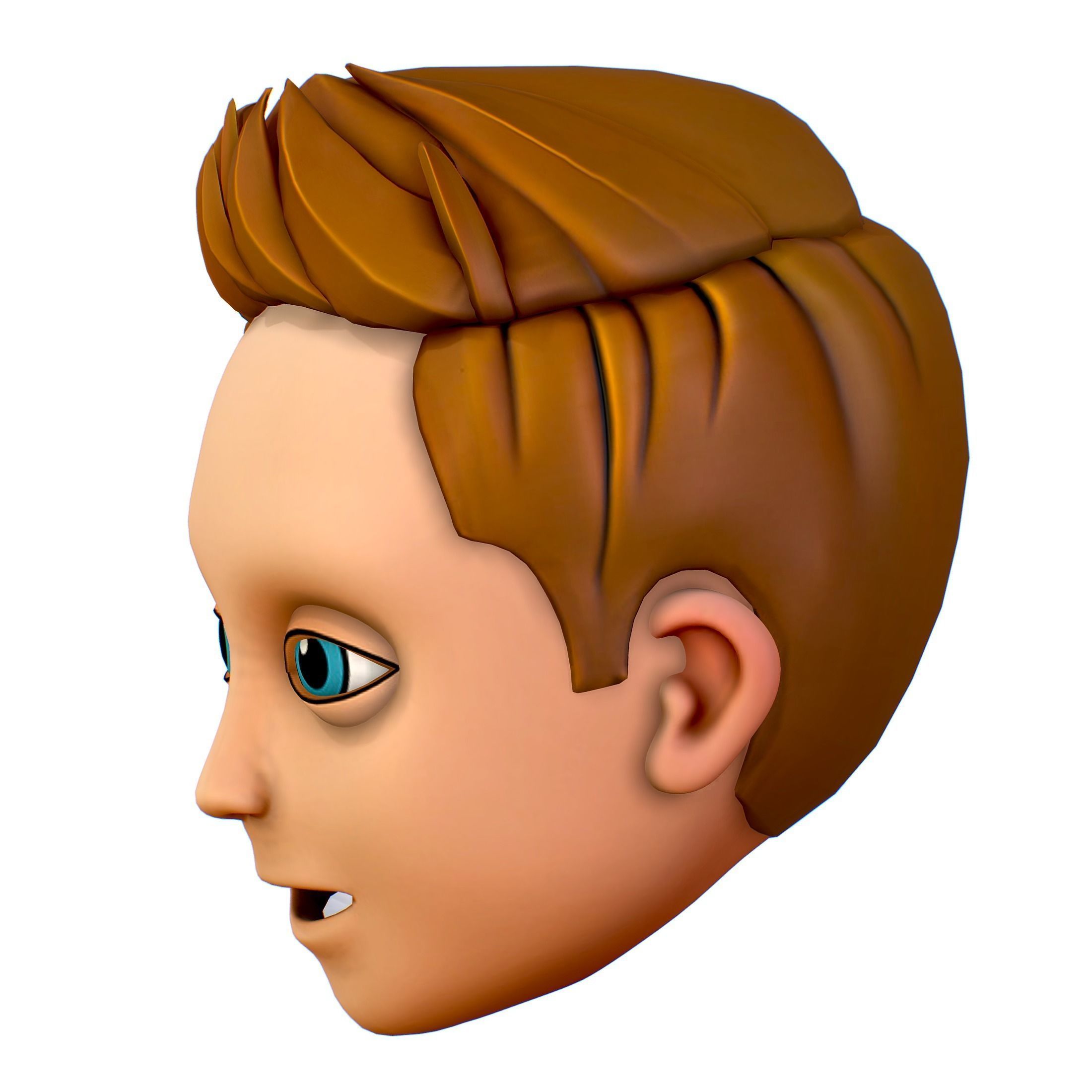 Short Hairstyle Cartoon Young Man Boy Head Icon 3D model 3D model_7