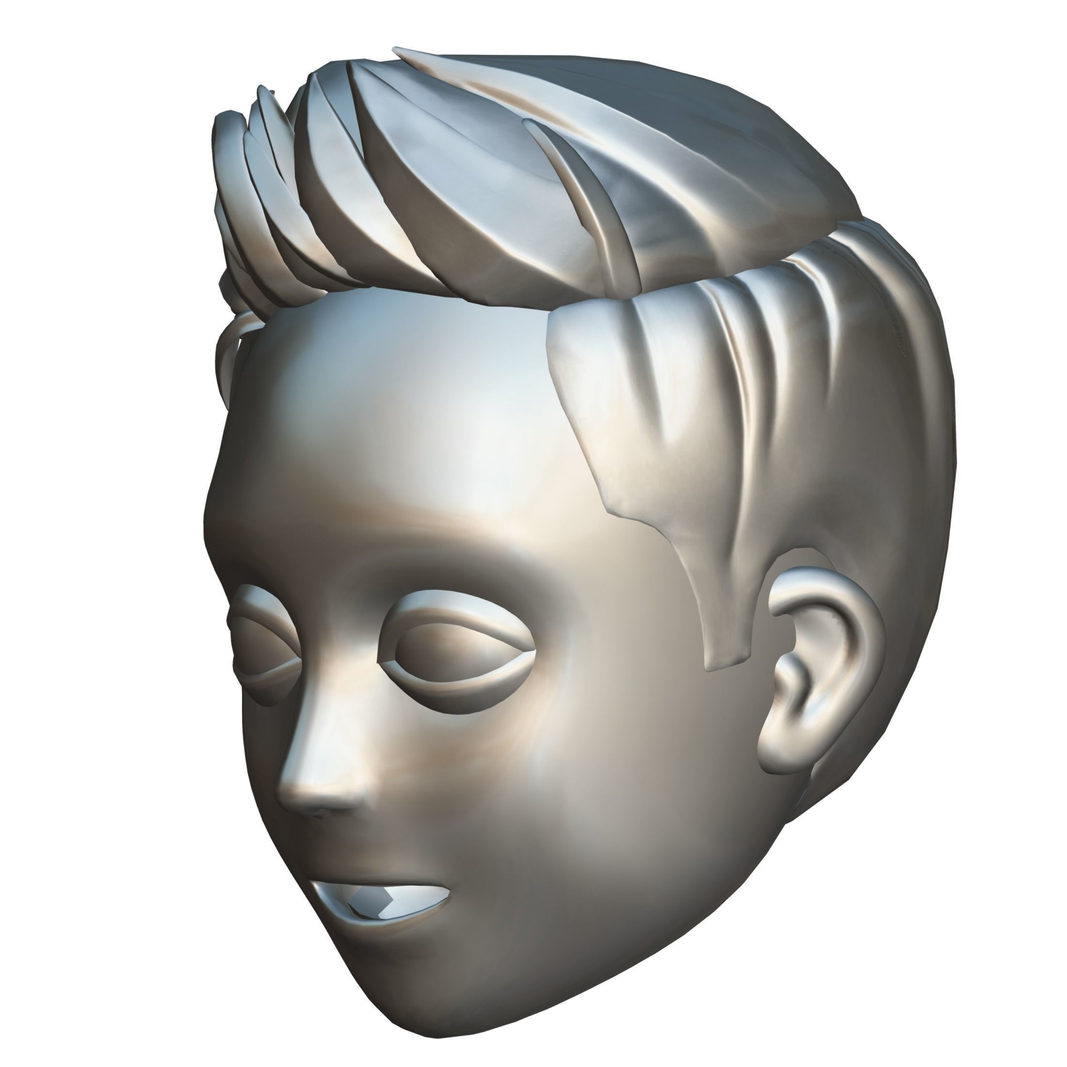 Short Hairstyle Cartoon Young Man Boy Head Icon 3D model 3D model_23