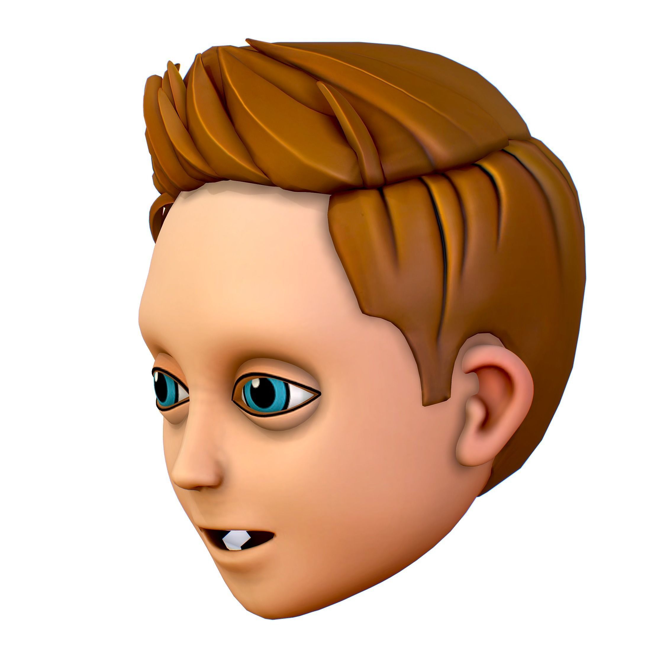Short Hairstyle Cartoon Young Man Boy Head Icon 3D model 3D model_2