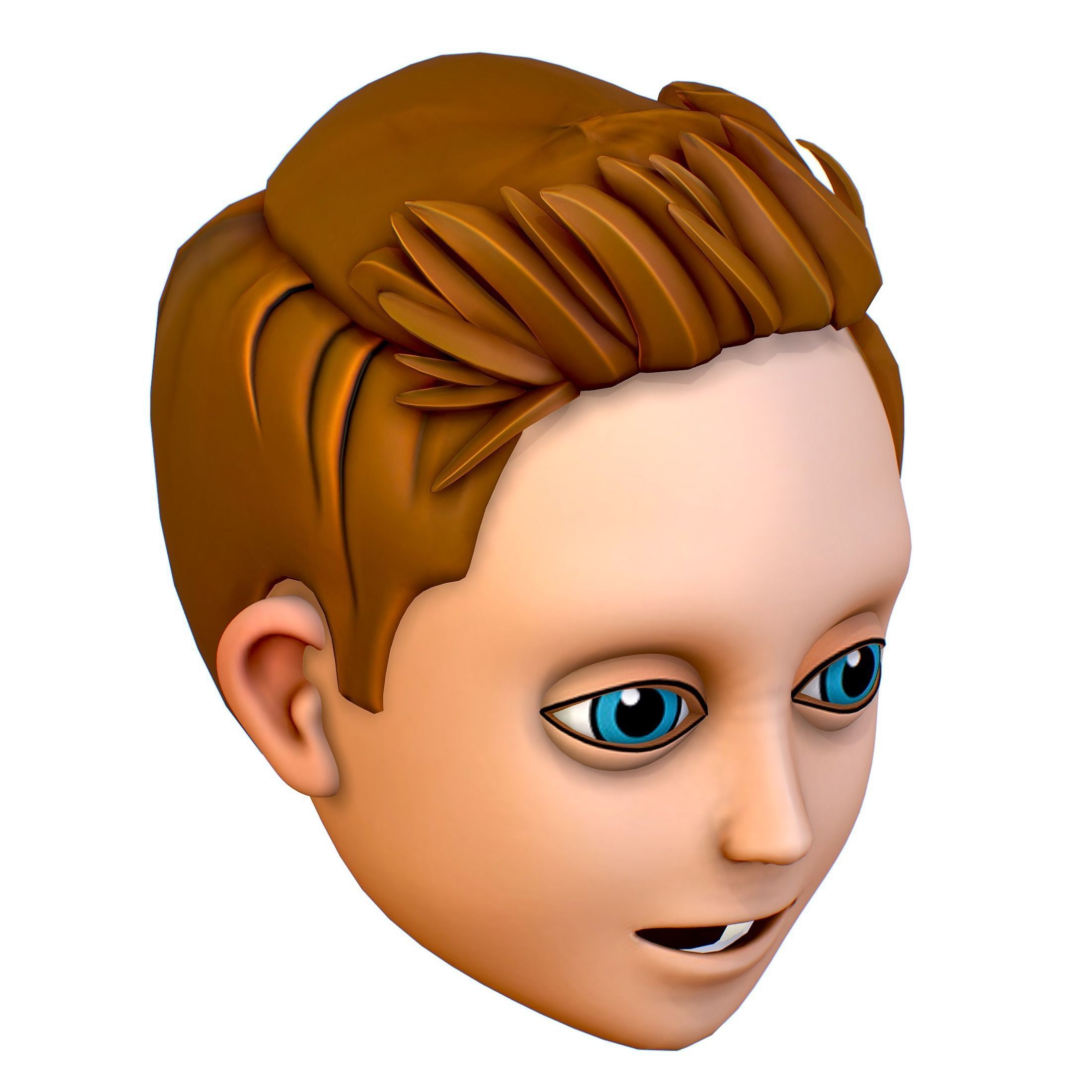 Short Hairstyle Cartoon Young Man Boy Head Icon 3D model 3D model_9
