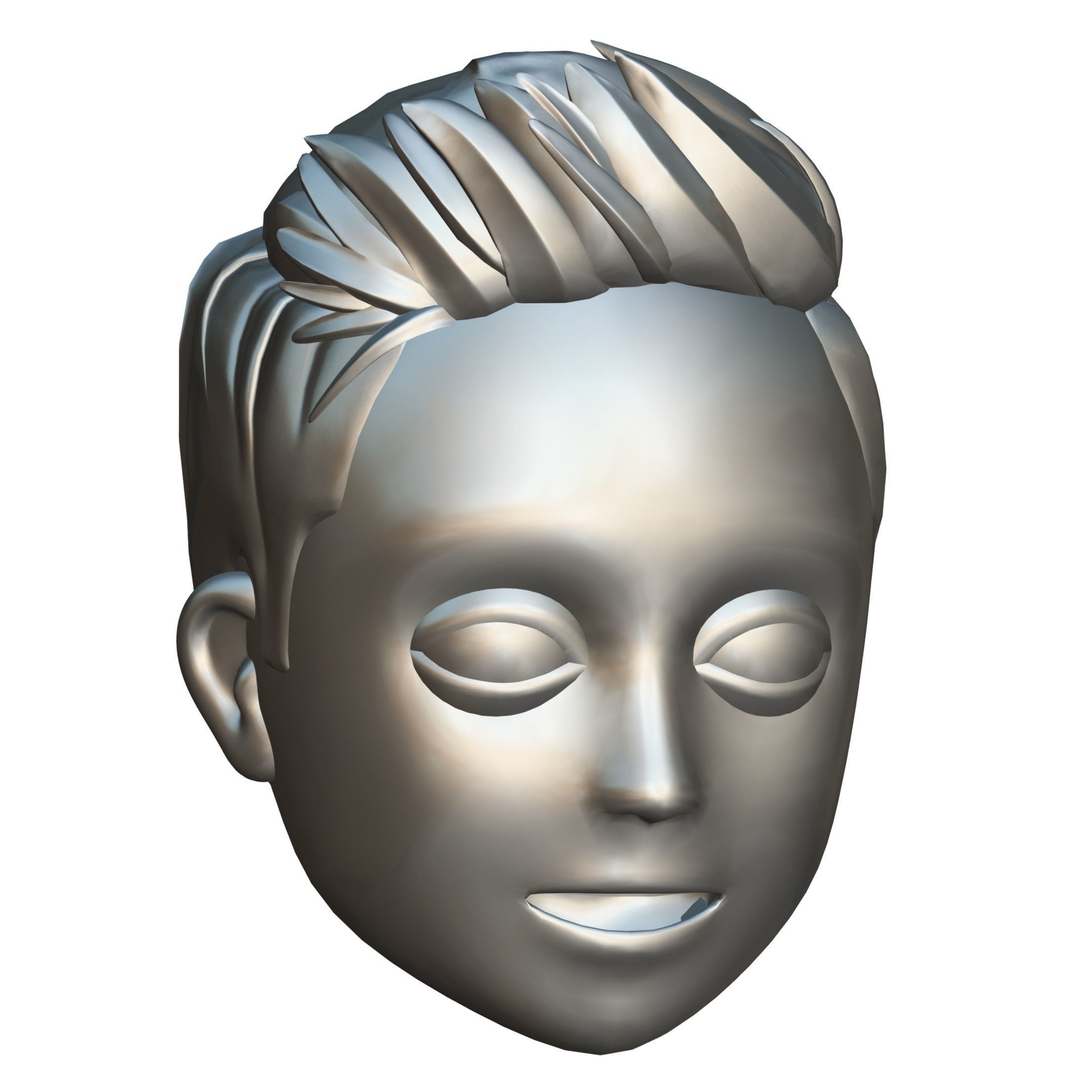 Short Hairstyle Cartoon Young Man Boy Head Icon 3D model 3D model_21