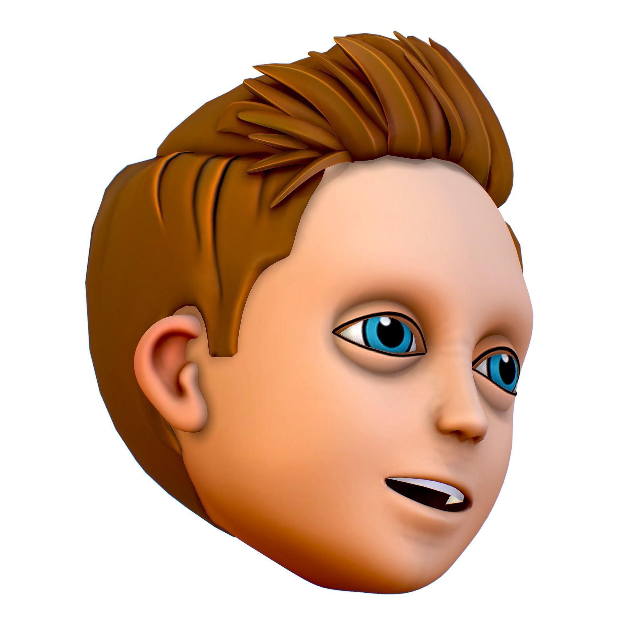 Short Hairstyle Cartoon Young Man Boy Head Icon 3D model 3D model_12