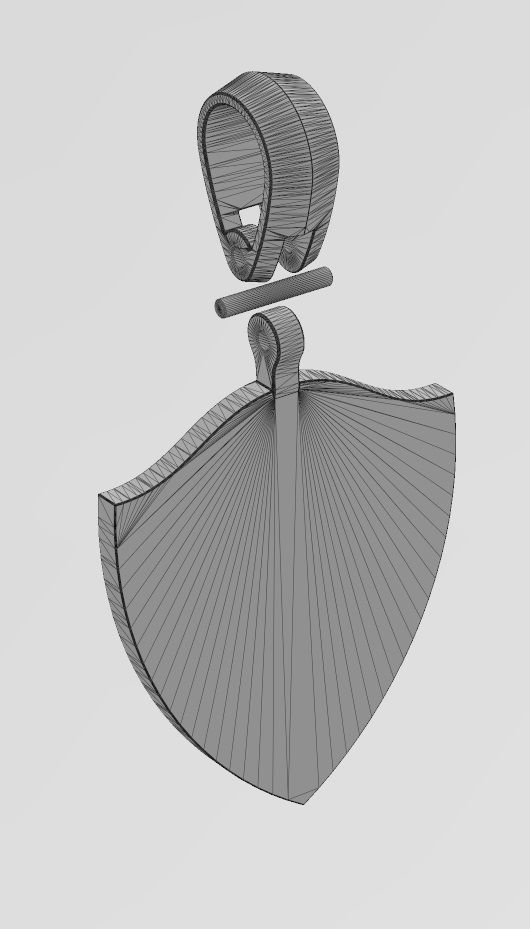 Piston gear shield memory pendant with bail 3D print model_12