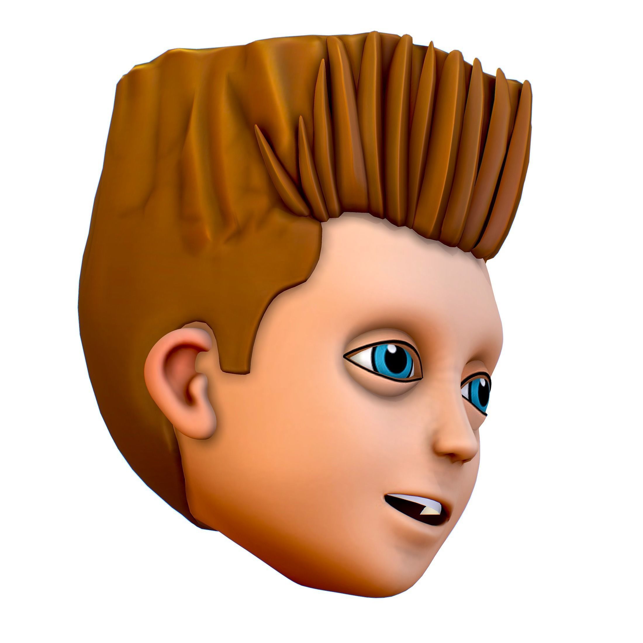 Short Hairstyle Cartoon Young Man Boy Head Icon 3D model_8