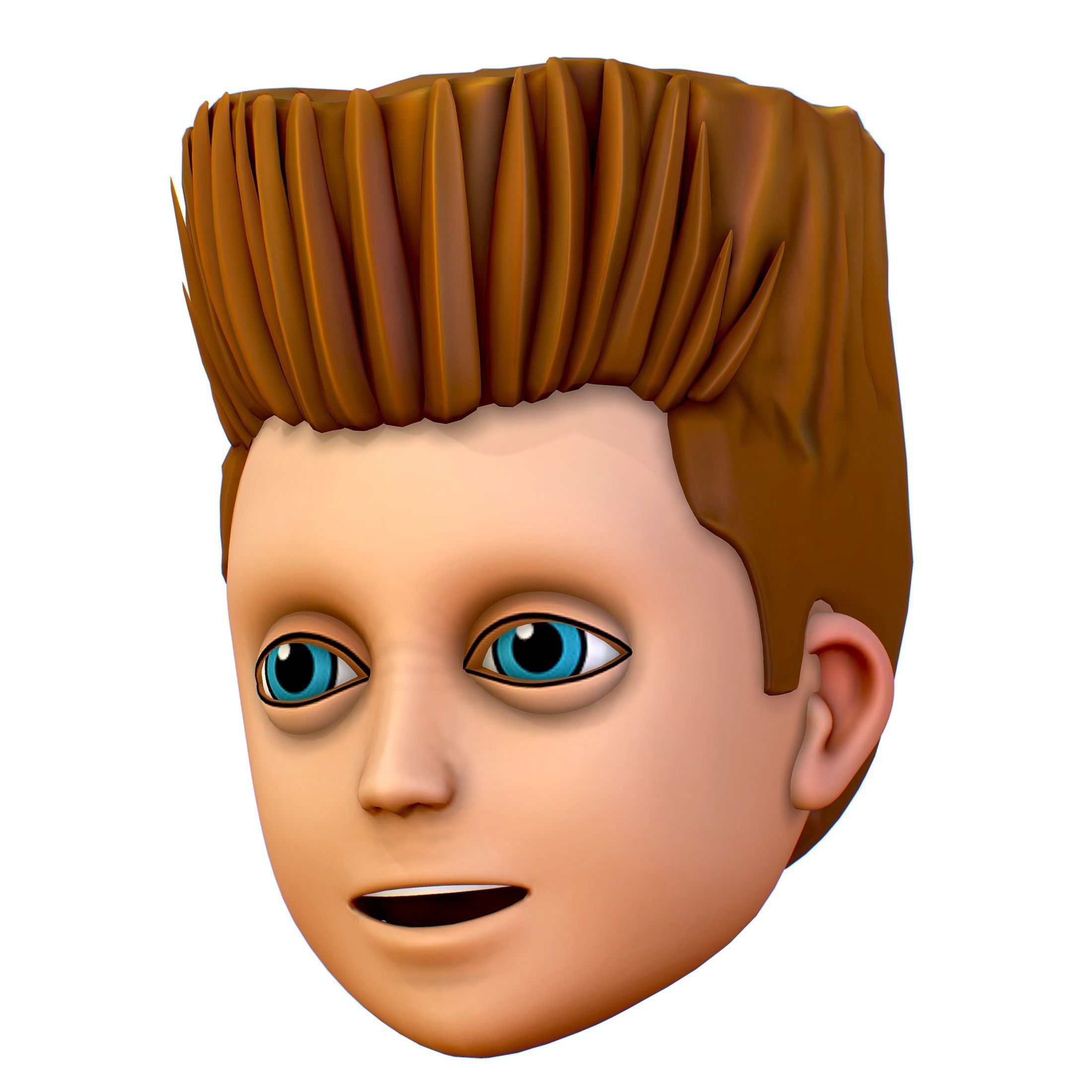 Short Hairstyle Cartoon Young Man Boy Head Icon 3D model_10