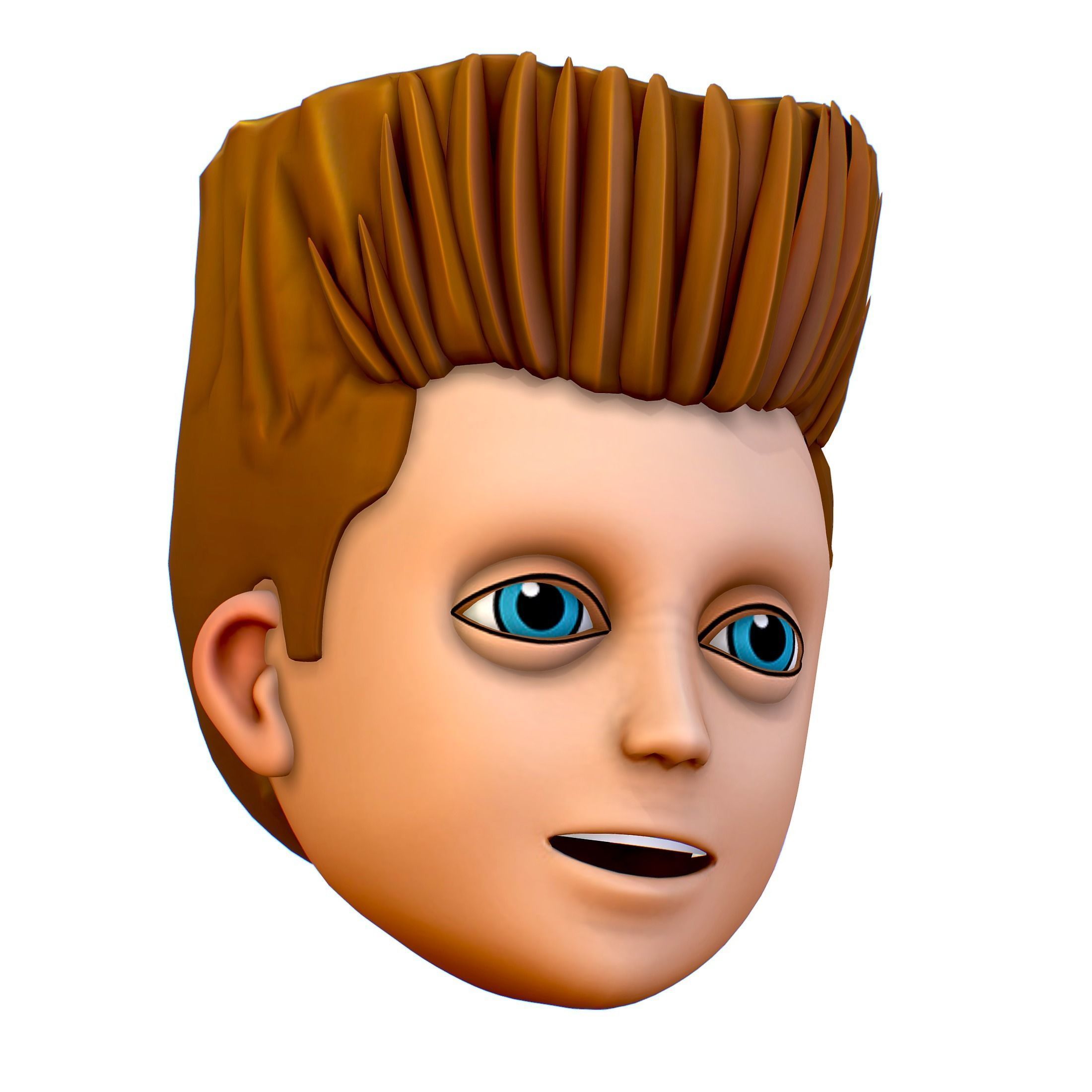 Short Hairstyle Cartoon Young Man Boy Head Icon 3D model_12