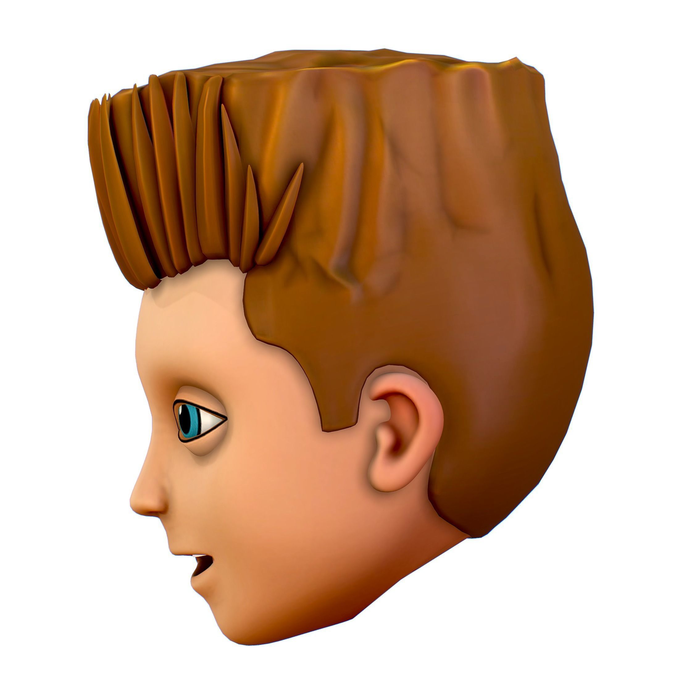 Short Hairstyle Cartoon Young Man Boy Head Icon 3D model_2