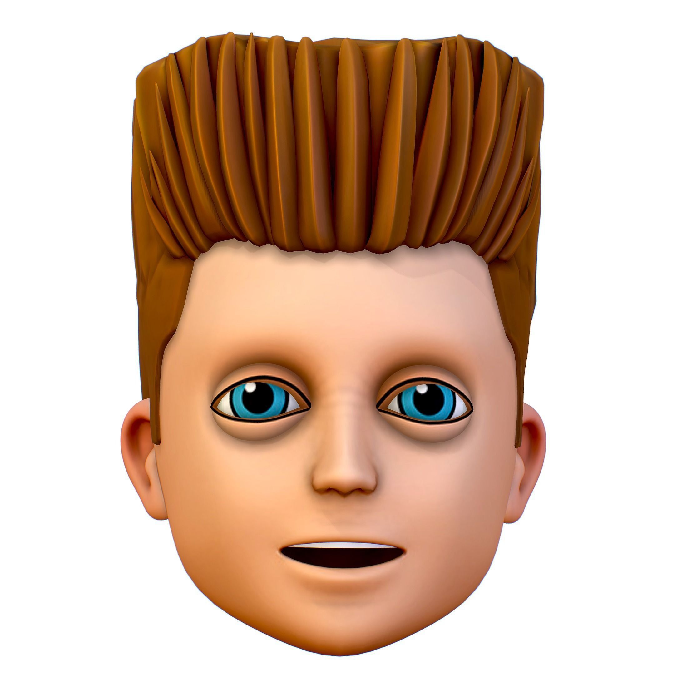 Short Hairstyle Cartoon Young Man Boy Head Icon 3D model_9