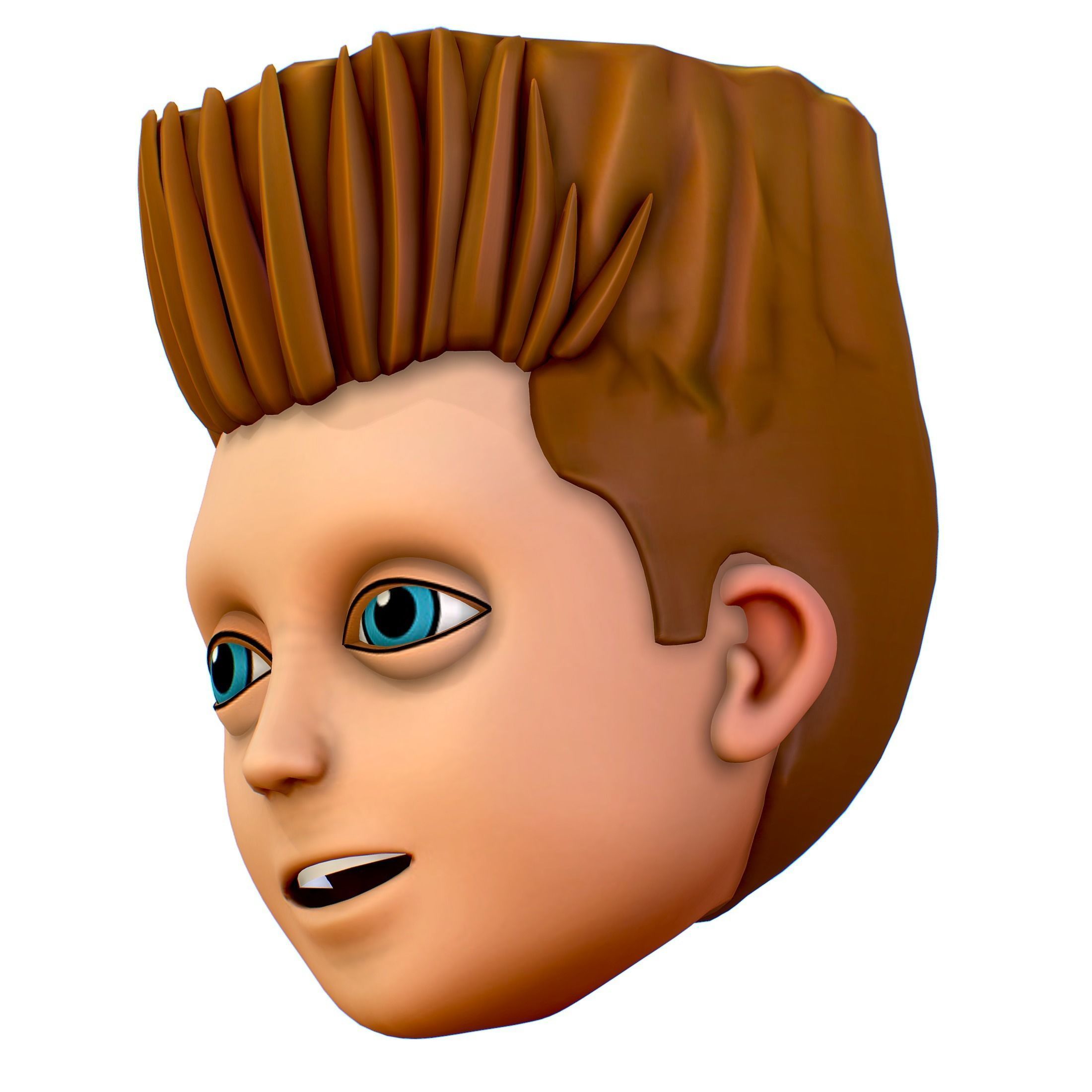 Short Hairstyle Cartoon Young Man Boy Head Icon 3D model_11