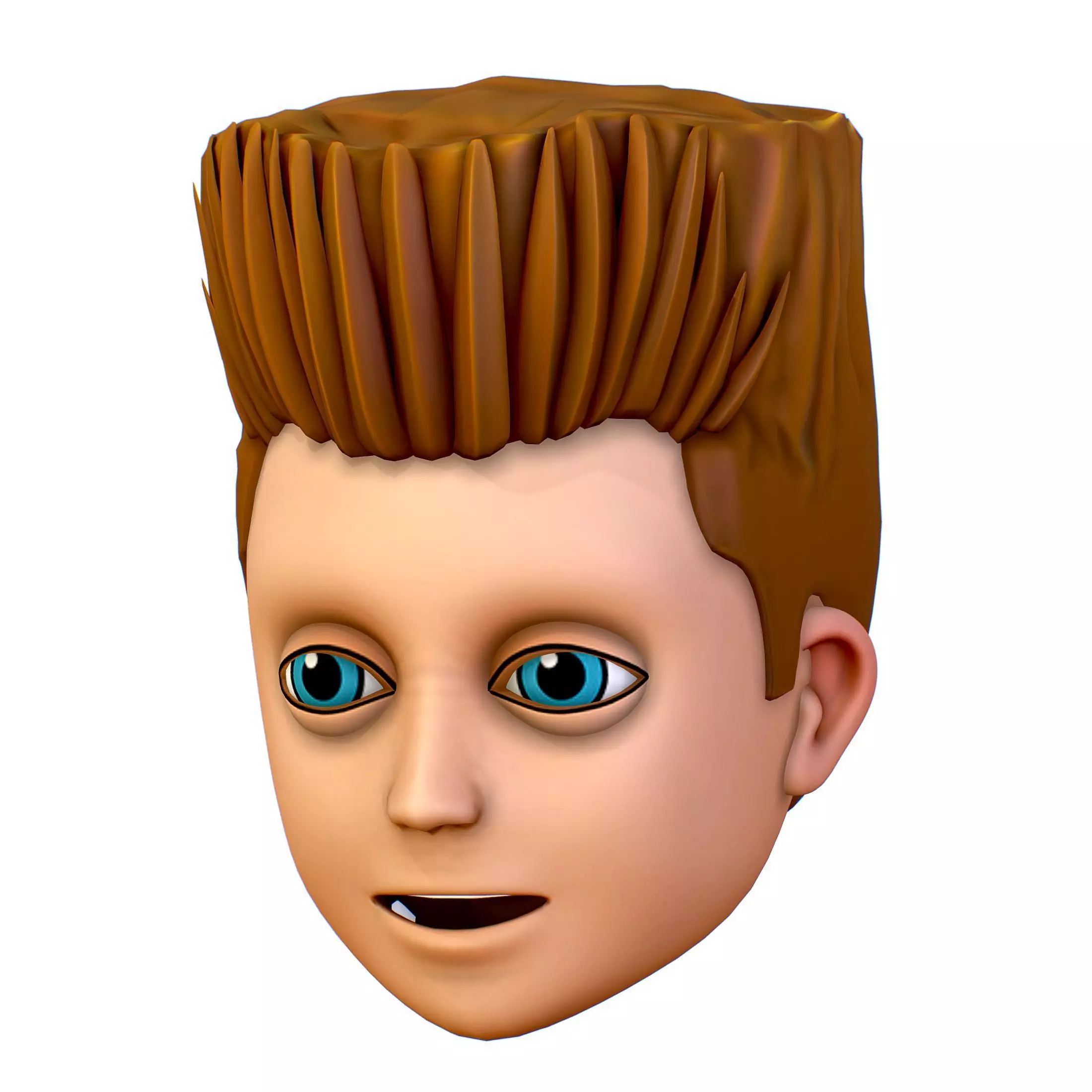 Short Hairstyle Cartoon Young Man Boy Head Icon 3D model_0