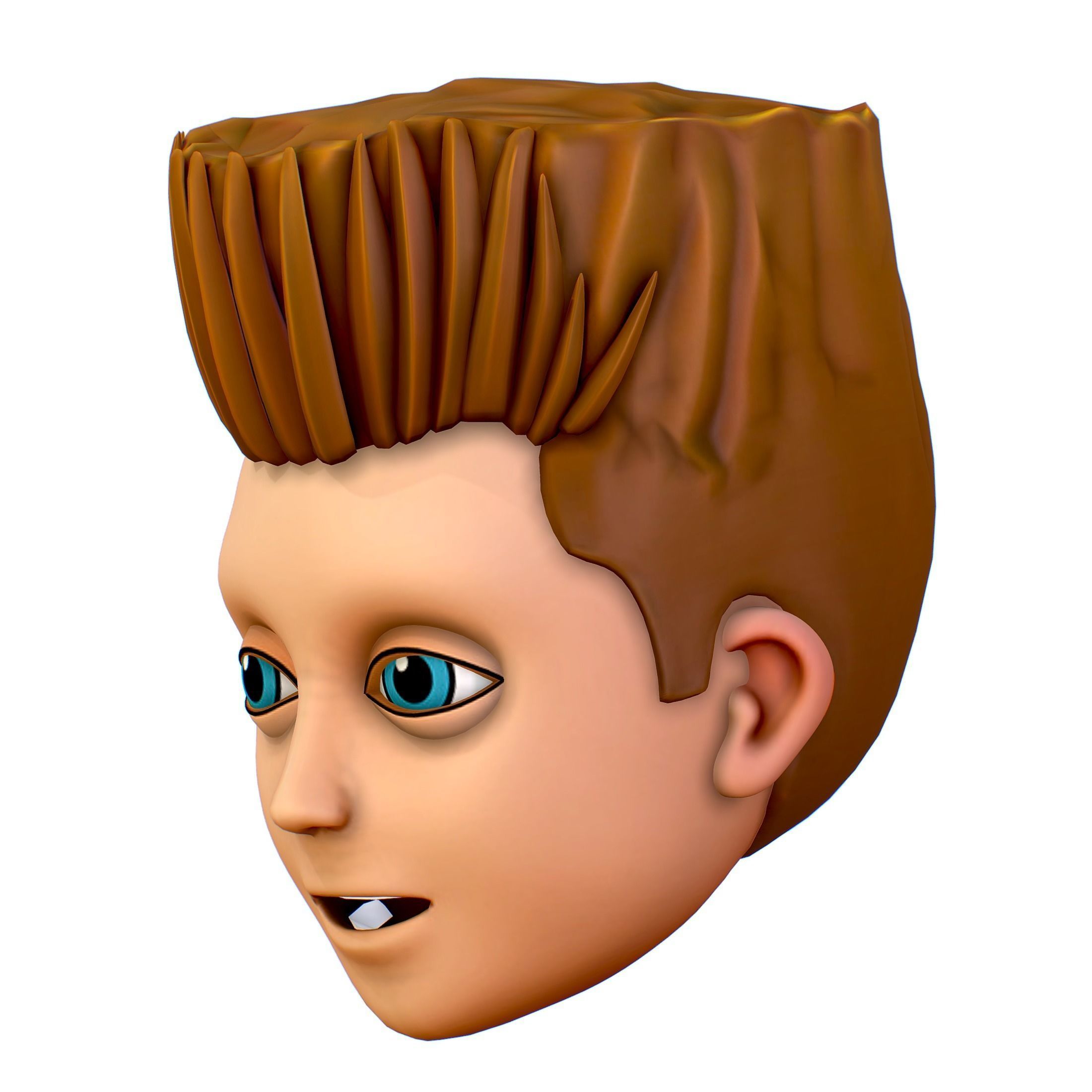 Short Hairstyle Cartoon Young Man Boy Head Icon 3D model_1