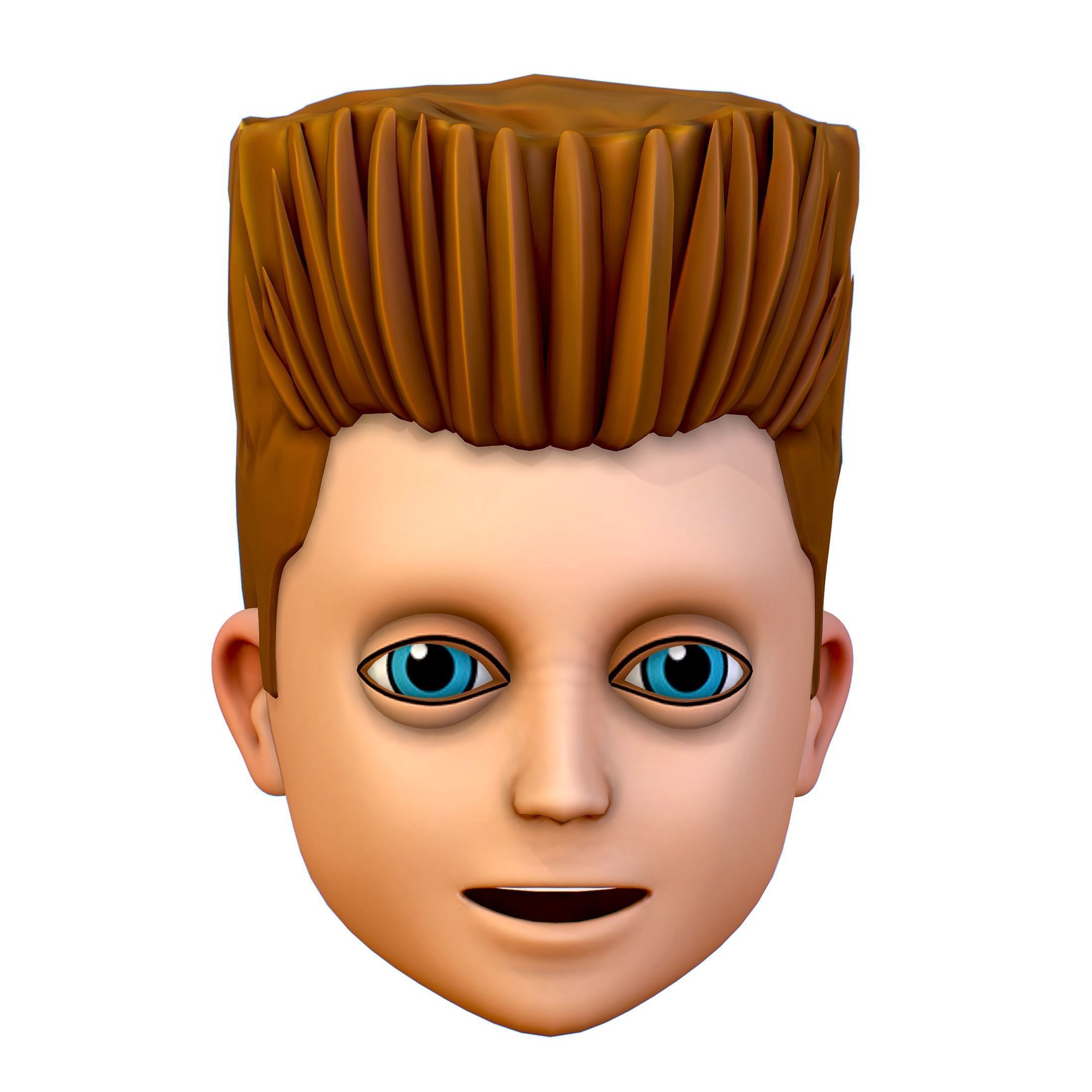 Short Hairstyle Cartoon Young Man Boy Head Icon 3D model_7