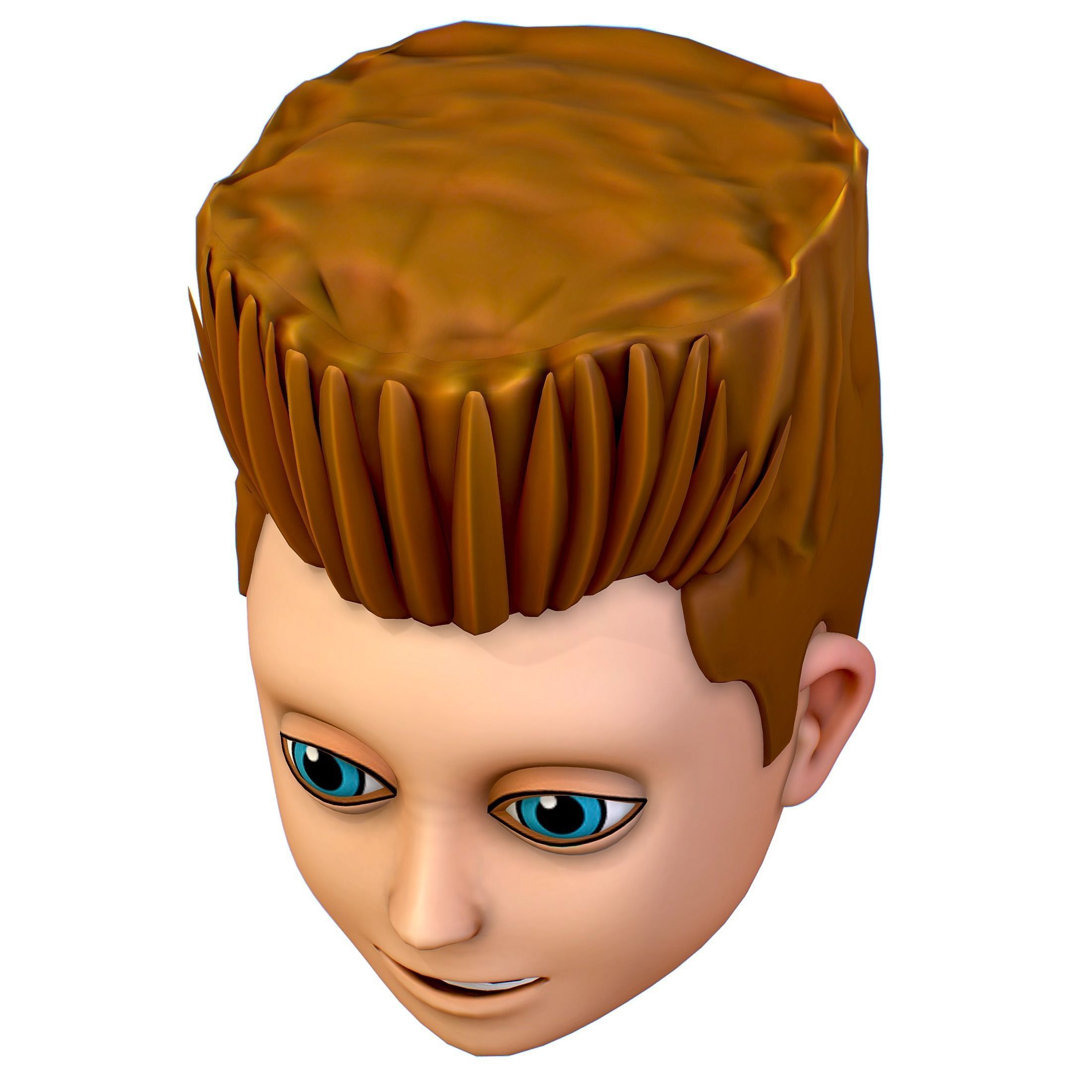 Short Hairstyle Cartoon Young Man Boy Head Icon 3D model_4