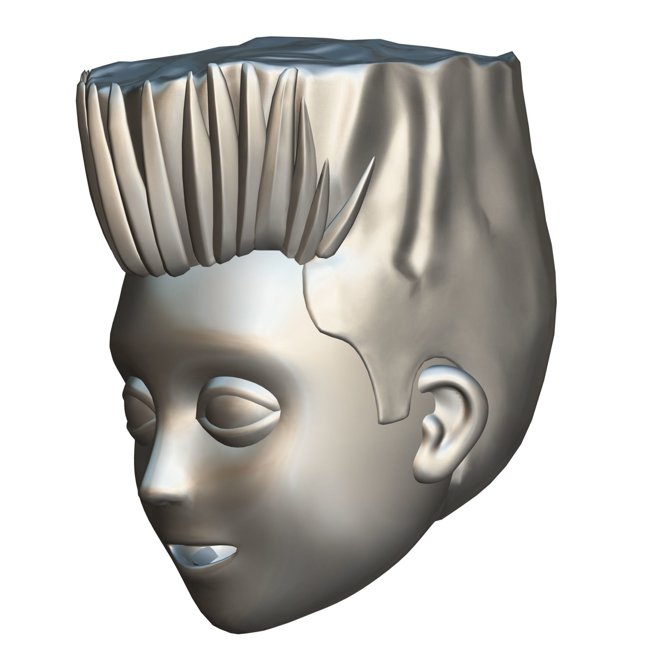 Short Hairstyle Cartoon Young Man Boy Head Icon 3D model_18