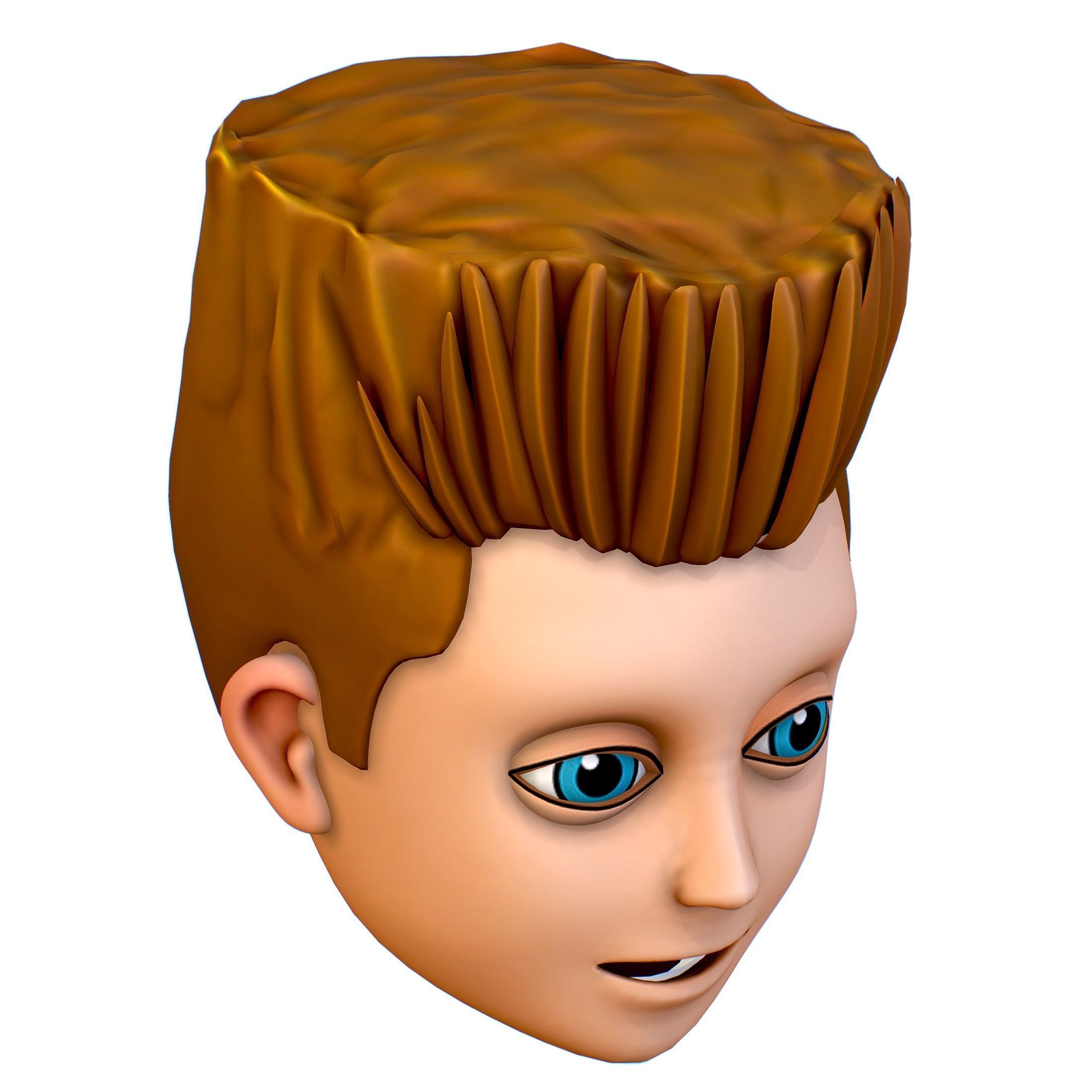 Short Hairstyle Cartoon Young Man Boy Head Icon 3D model_5