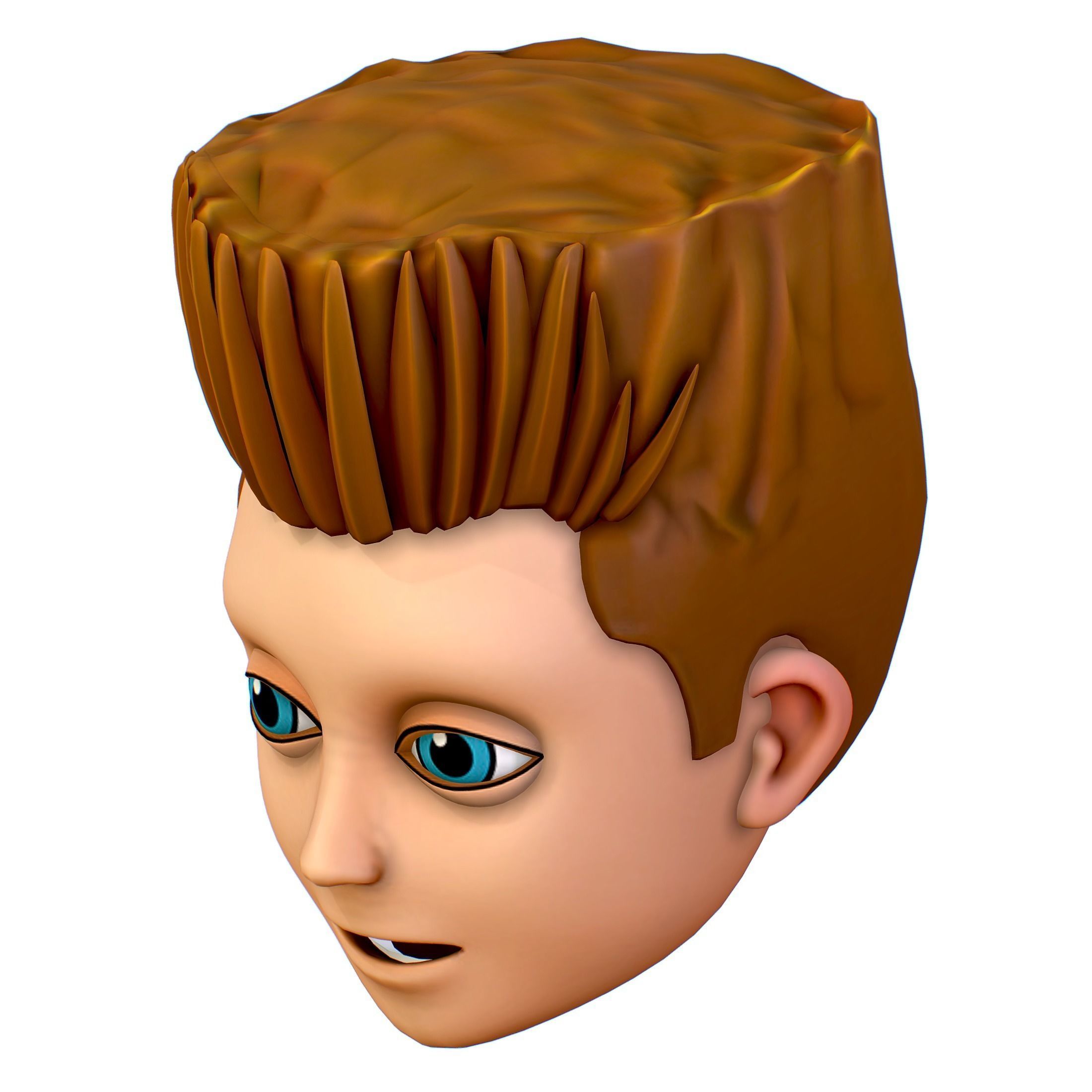 Short Hairstyle Cartoon Young Man Boy Head Icon 3D model_3