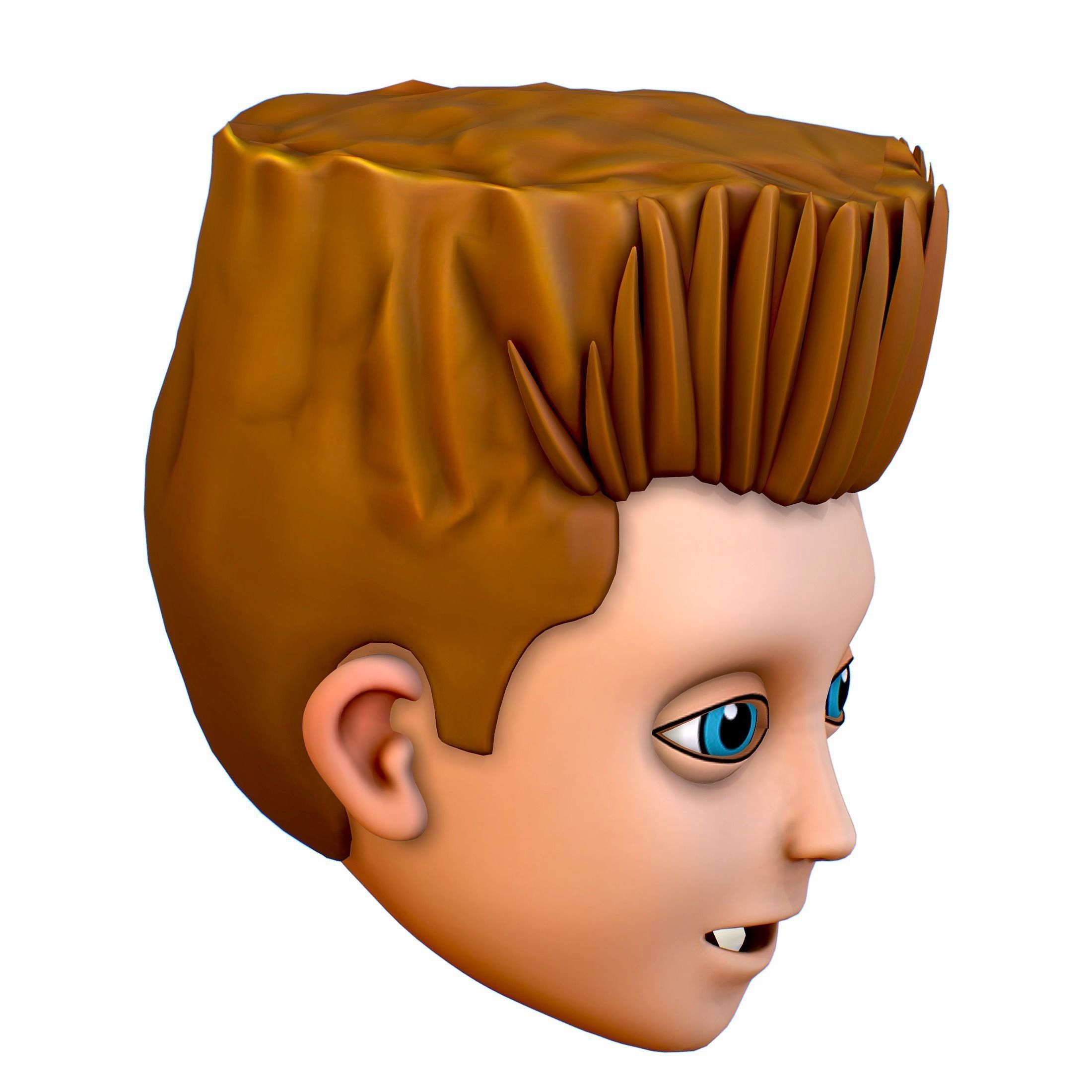 Short Hairstyle Cartoon Young Man Boy Head Icon 3D model_6
