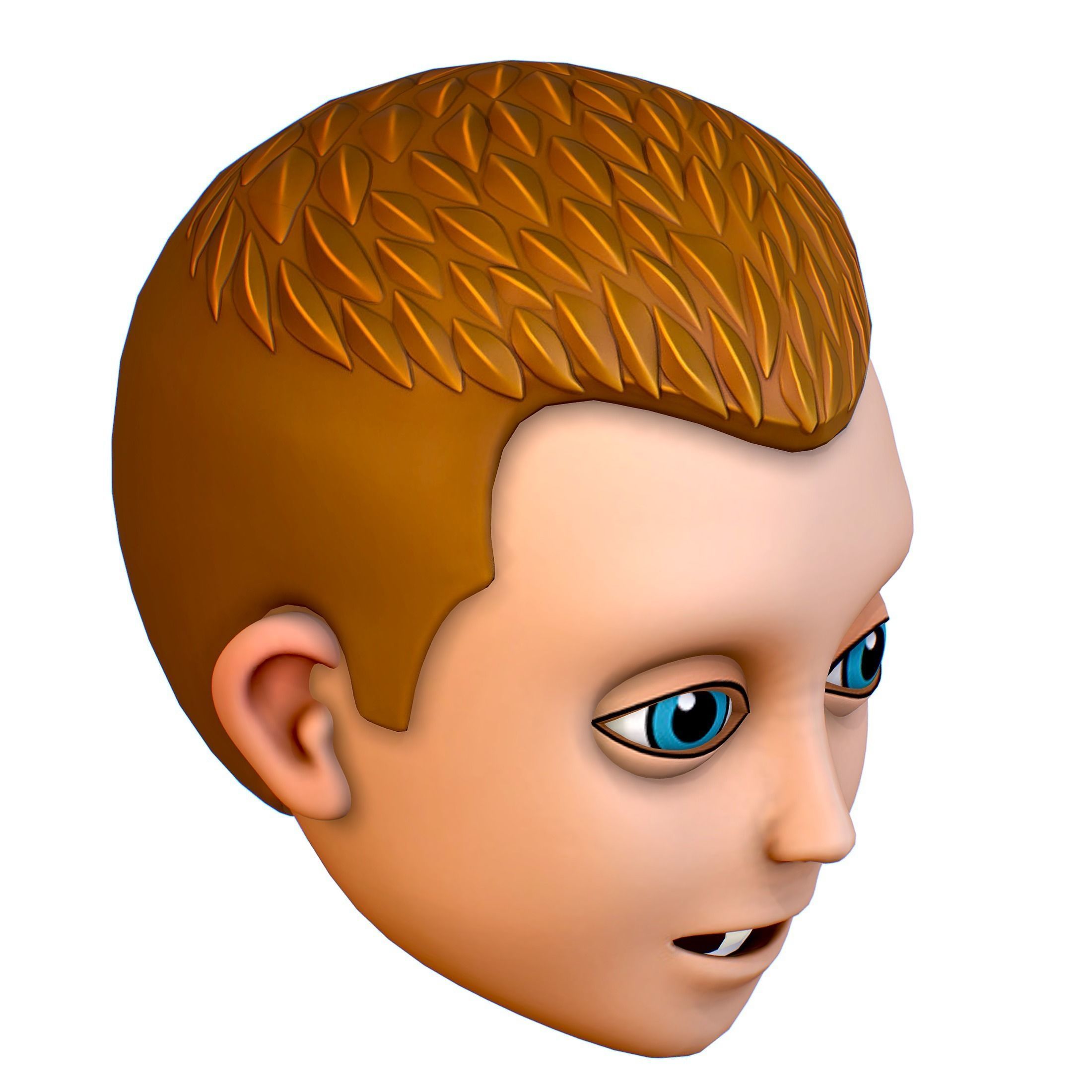 Short Hairstyle Cartoon Young Man Boy Head Icon 3D model_13