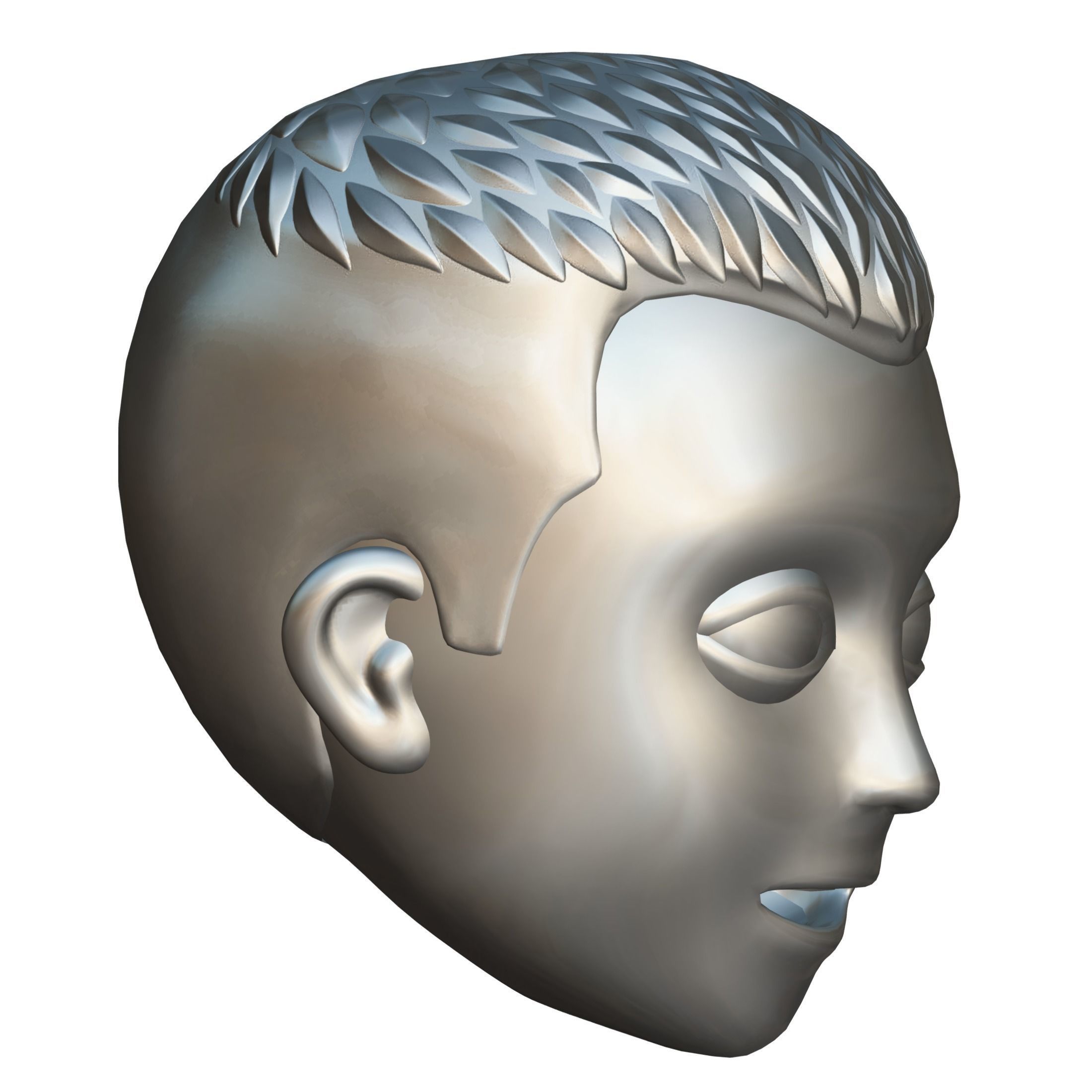 Short Hairstyle Cartoon Young Man Boy Head Icon 3D model_19
