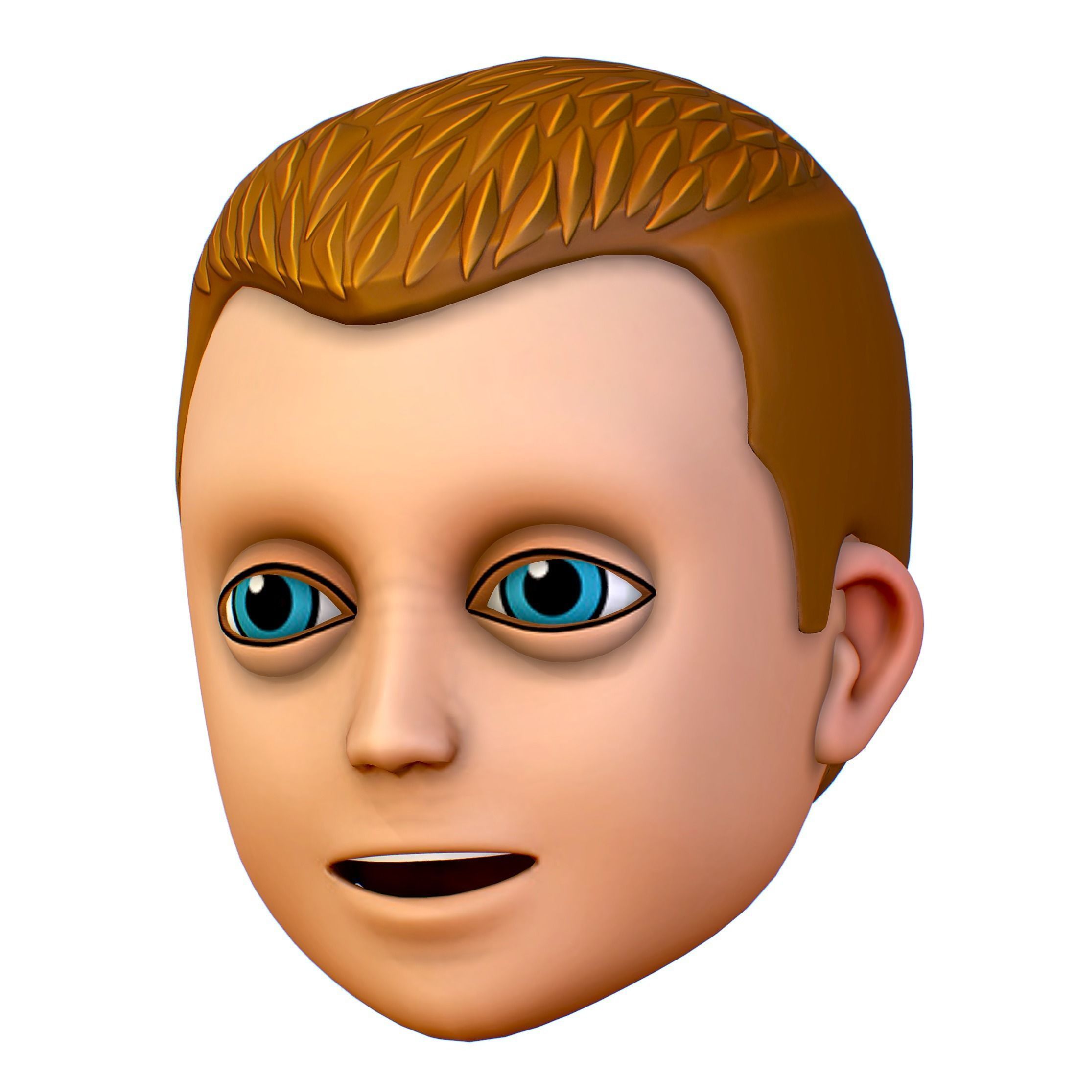 Short Hairstyle Cartoon Young Man Boy Head Icon 3D model_11