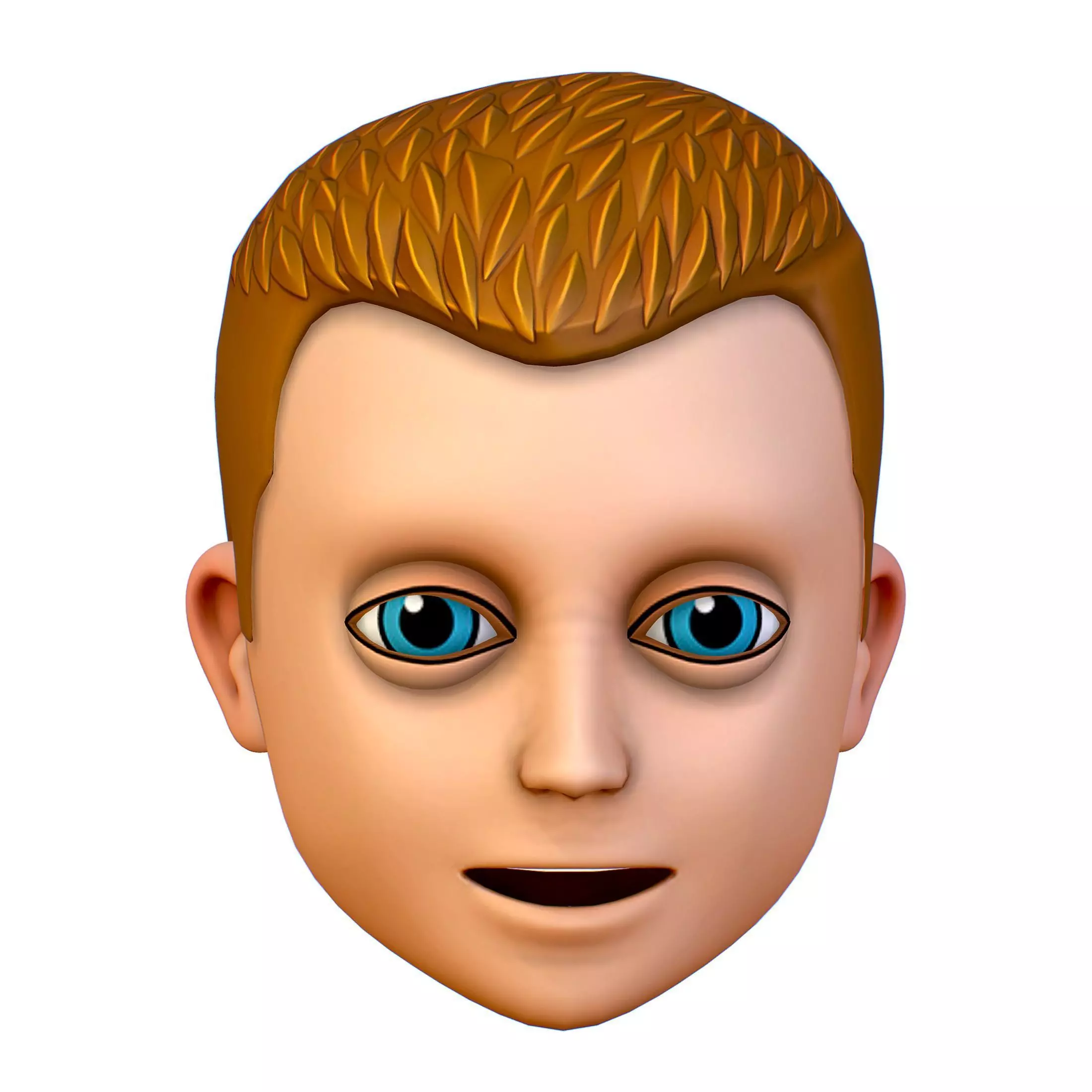 Short Hairstyle Cartoon Young Man Boy Head Icon 3D model_0