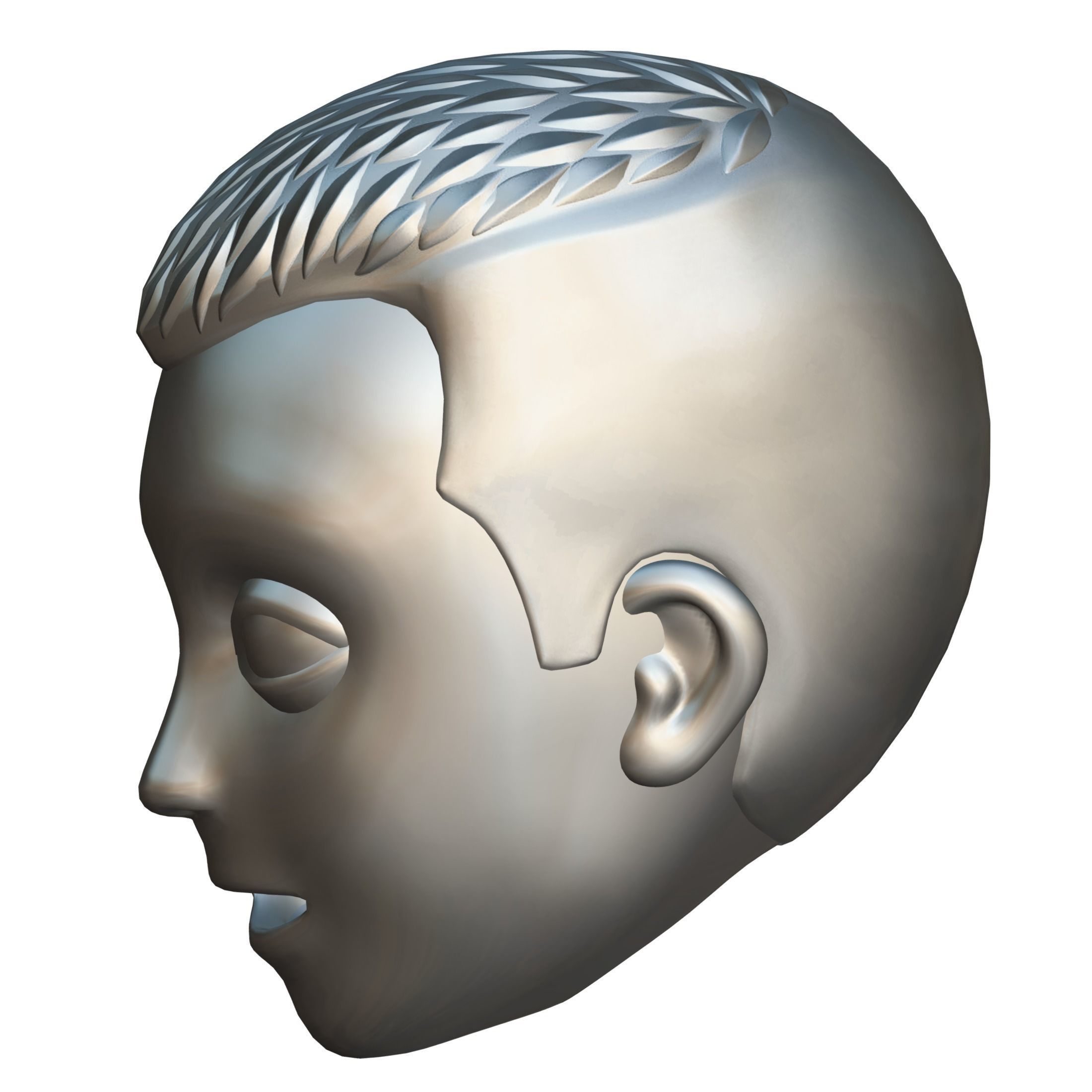 Short Hairstyle Cartoon Young Man Boy Head Icon 3D model_20