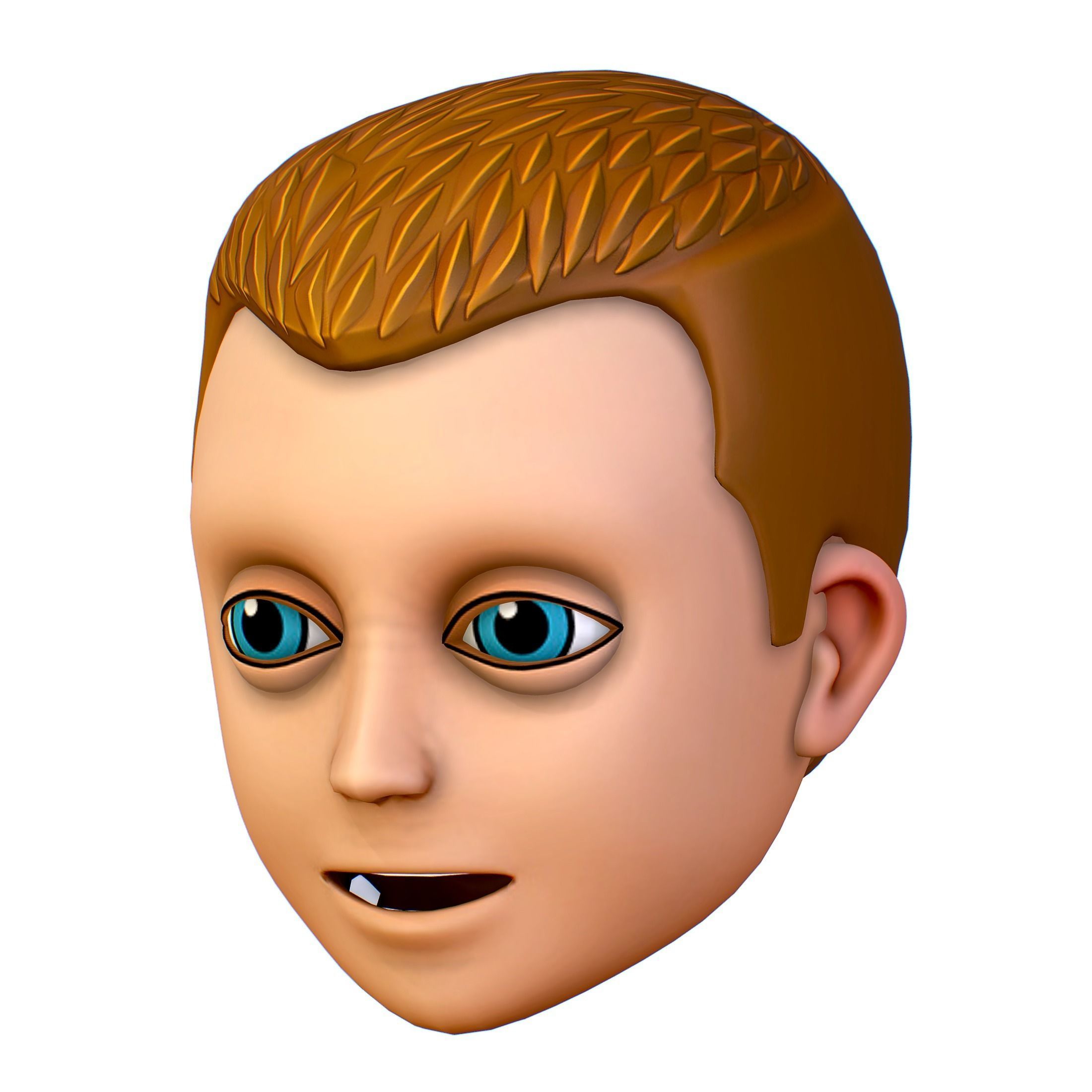 Short Hairstyle Cartoon Young Man Boy Head Icon 3D model_6