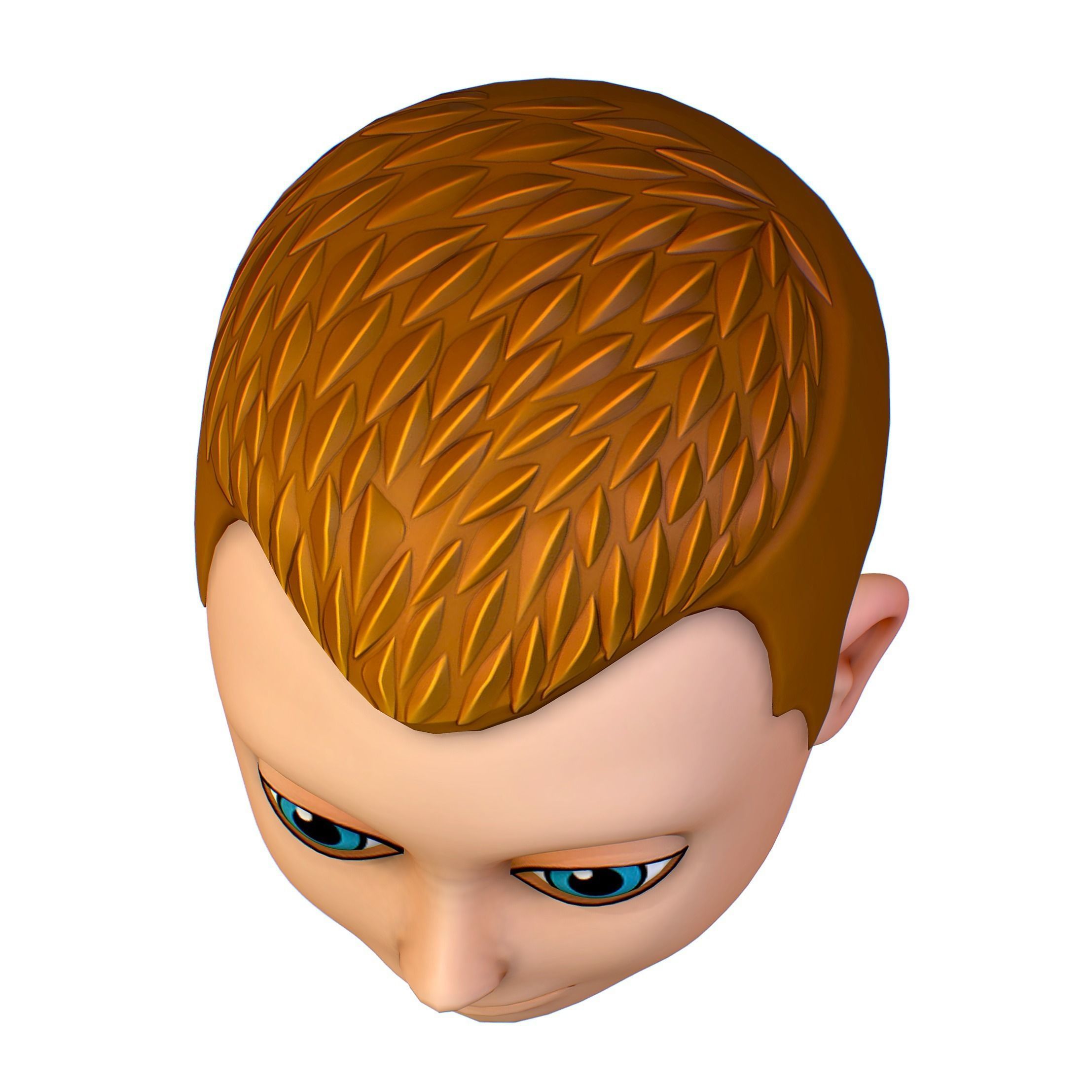 Short Hairstyle Cartoon Young Man Boy Head Icon 3D model_4