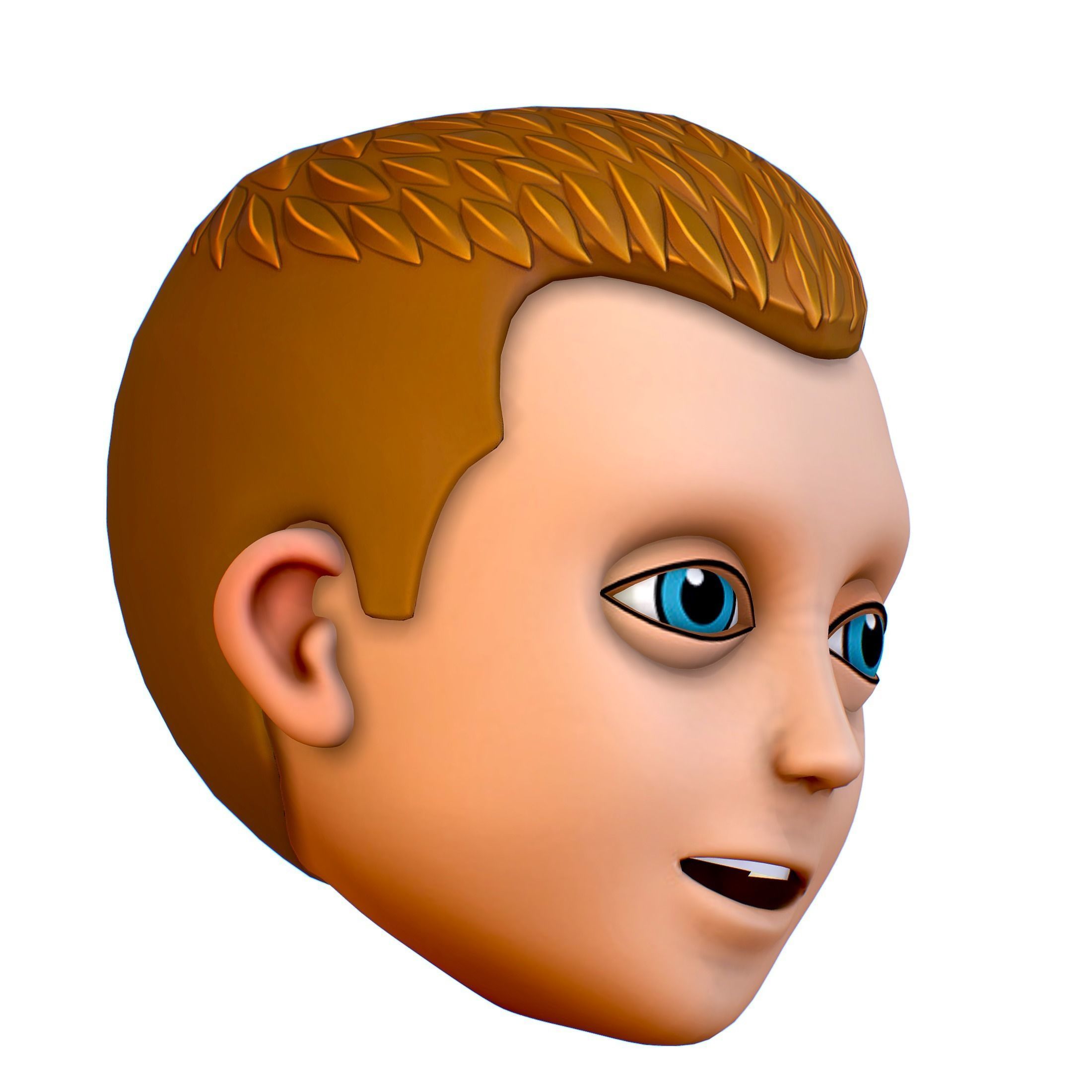 Short Hairstyle Cartoon Young Man Boy Head Icon 3D model_7