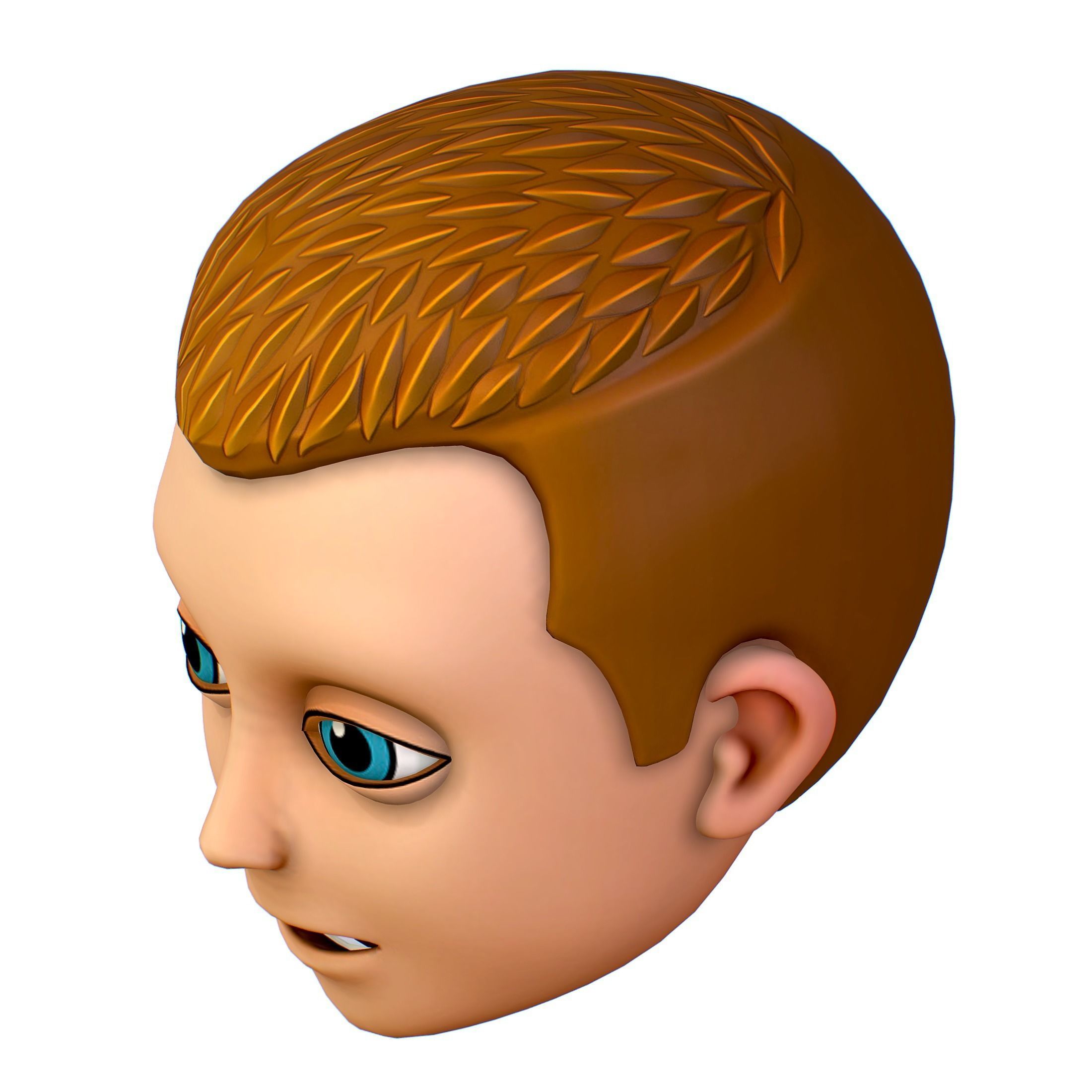 Short Hairstyle Cartoon Young Man Boy Head Icon 3D model_2