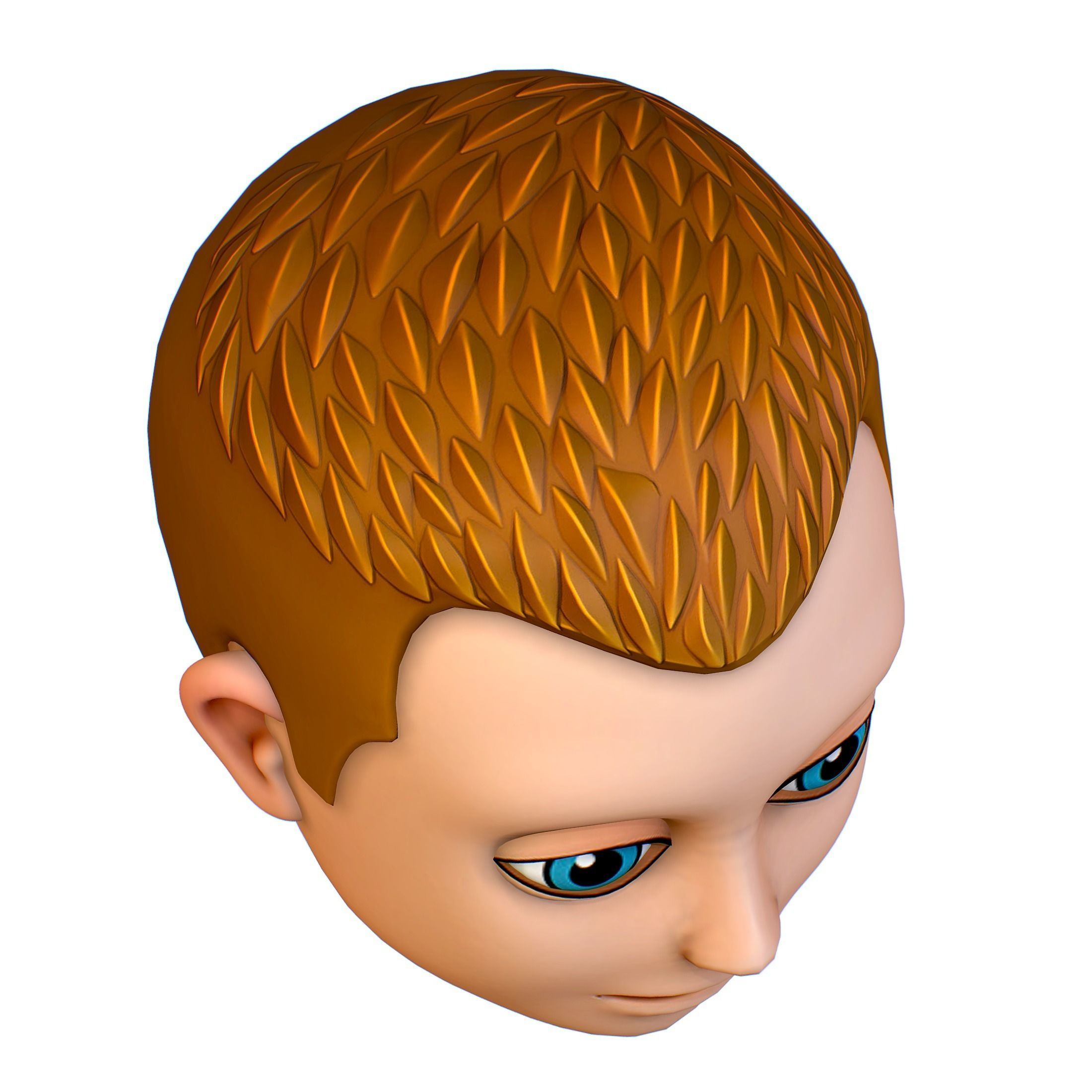 Short Hairstyle Cartoon Young Man Boy Head Icon 3D model_5