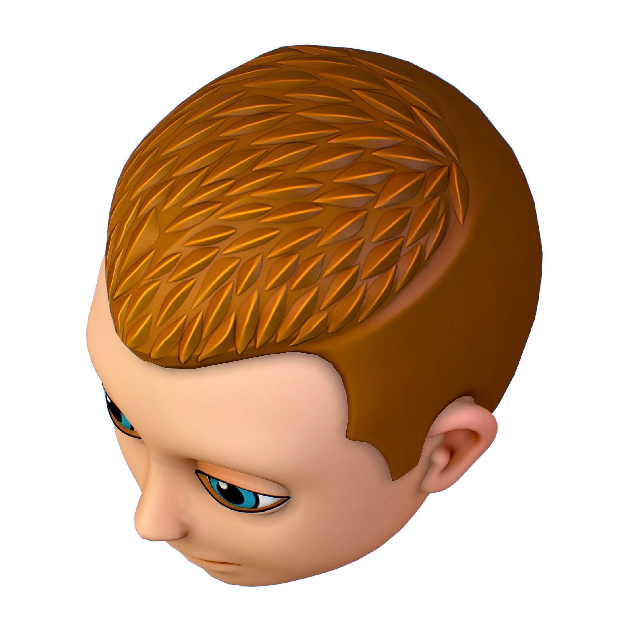 Short Hairstyle Cartoon Young Man Boy Head Icon 3D model_3