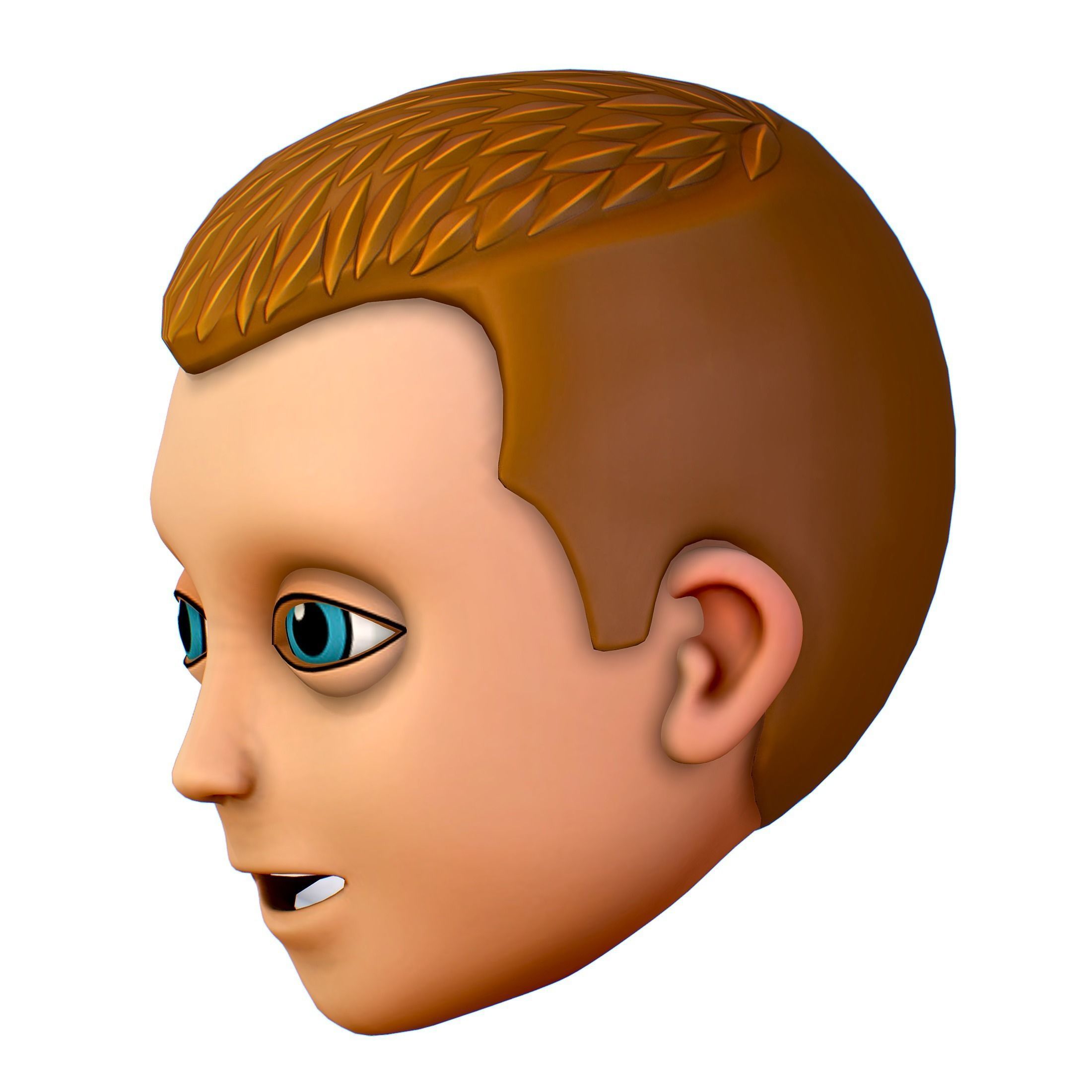Short Hairstyle Cartoon Young Man Boy Head Icon 3D model_1