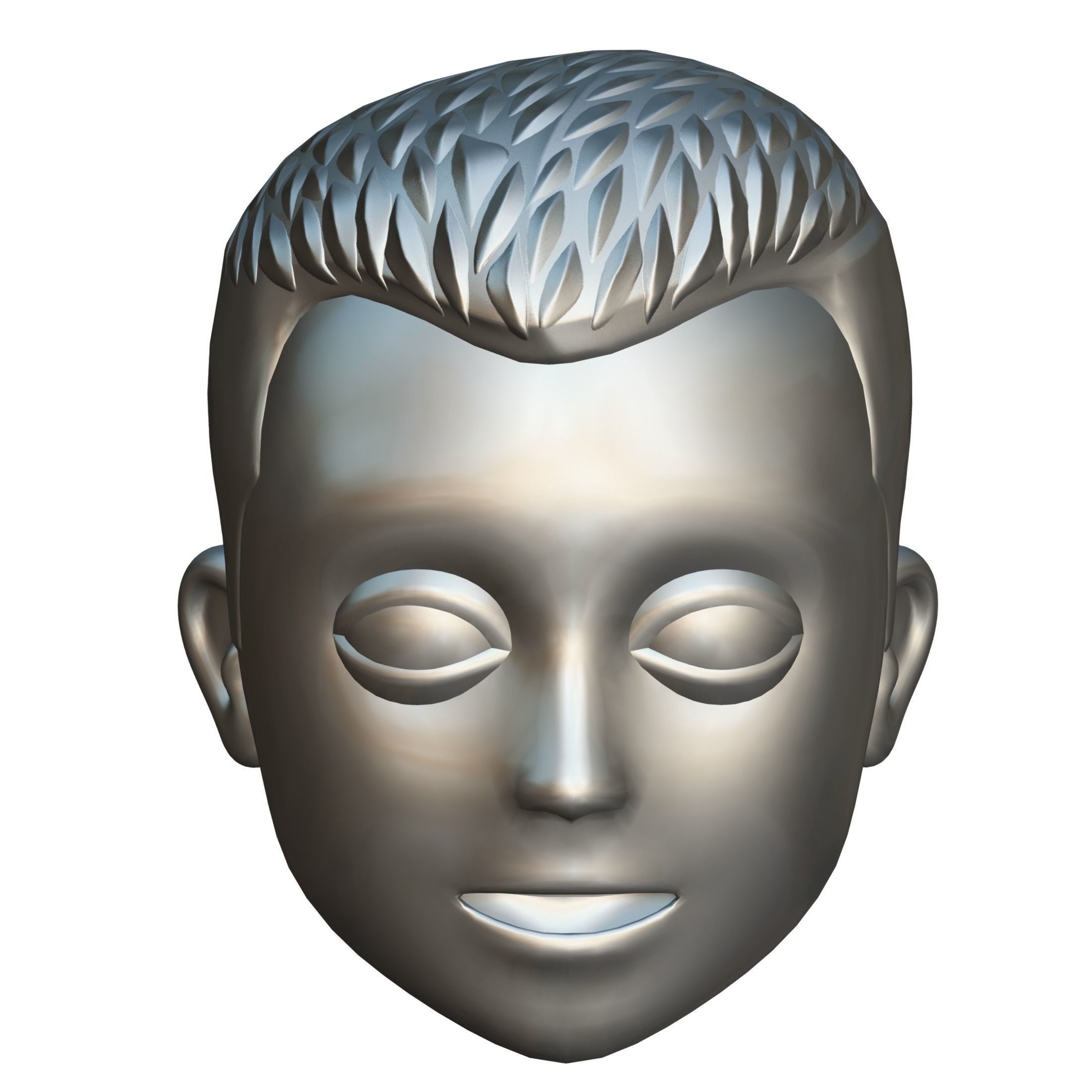 Short Hairstyle Cartoon Young Man Boy Head Icon 3D model_18