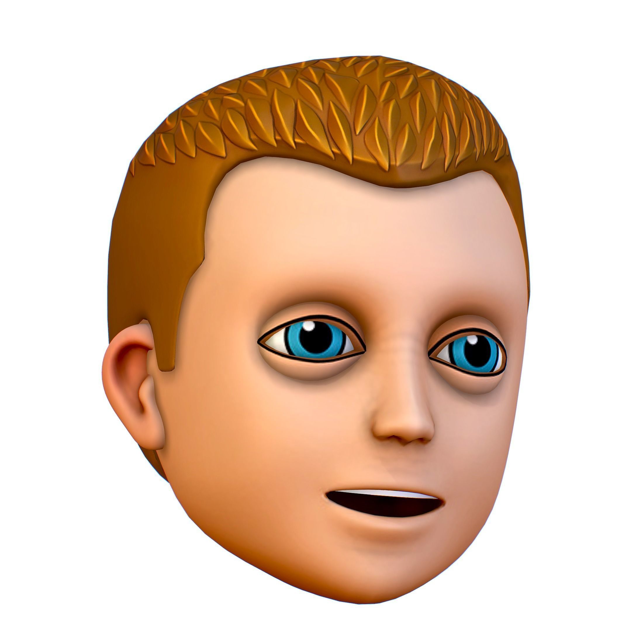 Short Hairstyle Cartoon Young Man Boy Head Icon 3D model_8